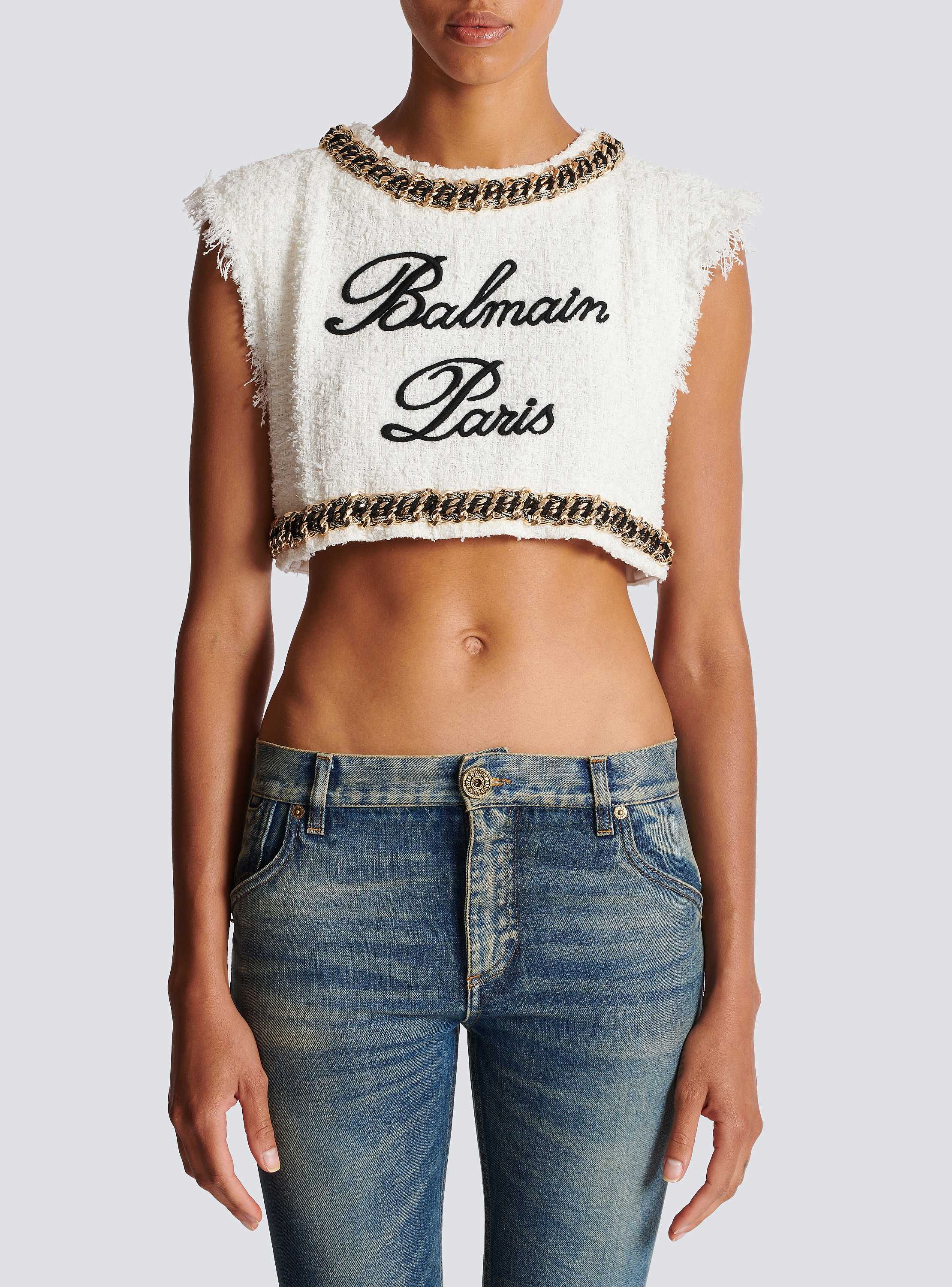 【おしゃれ】 Balmain Signature tweed tank top white - Women | BALMAIN トップス