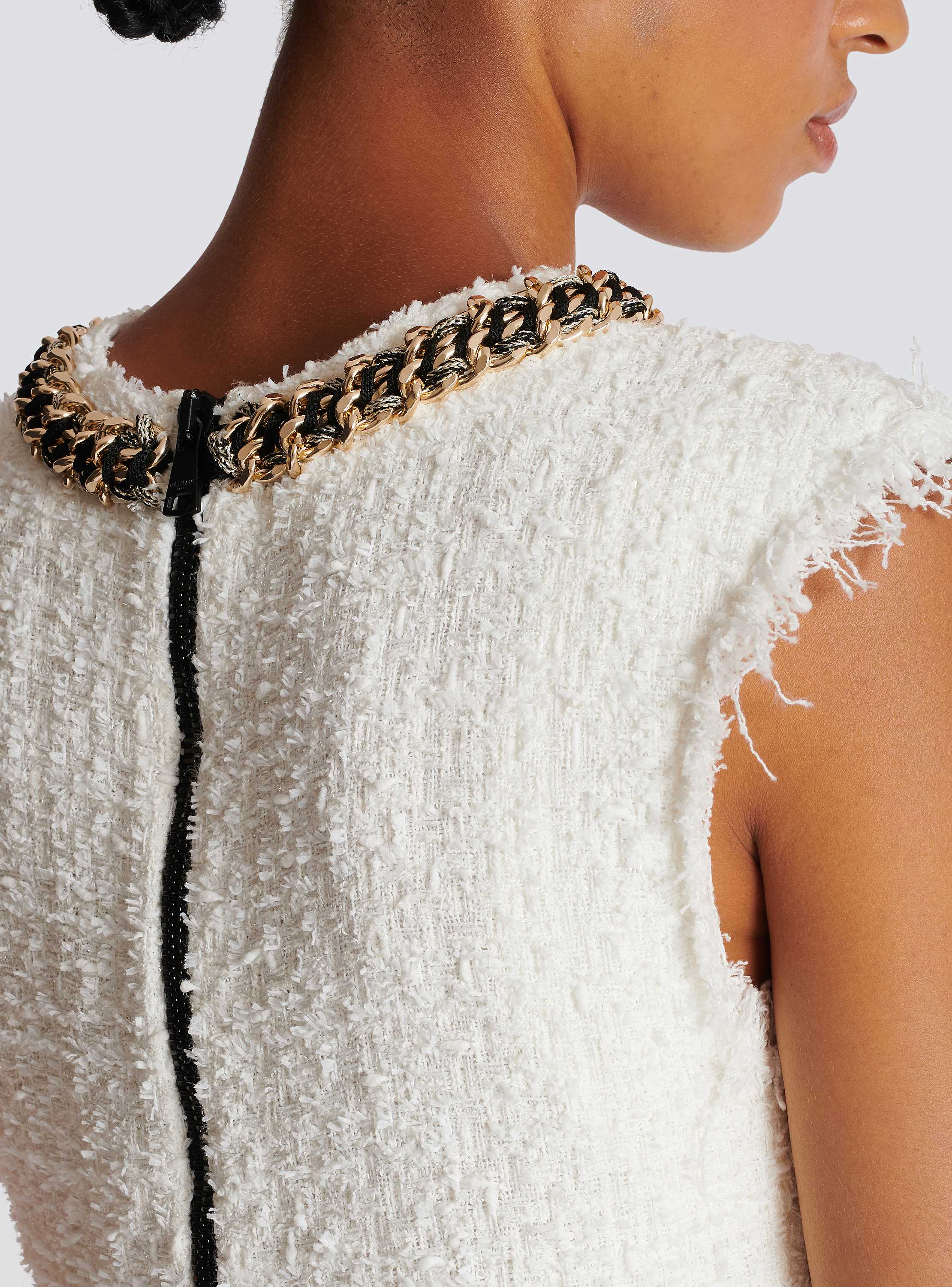 Balmain Signature tweed tank top white - Women | BALMAIN