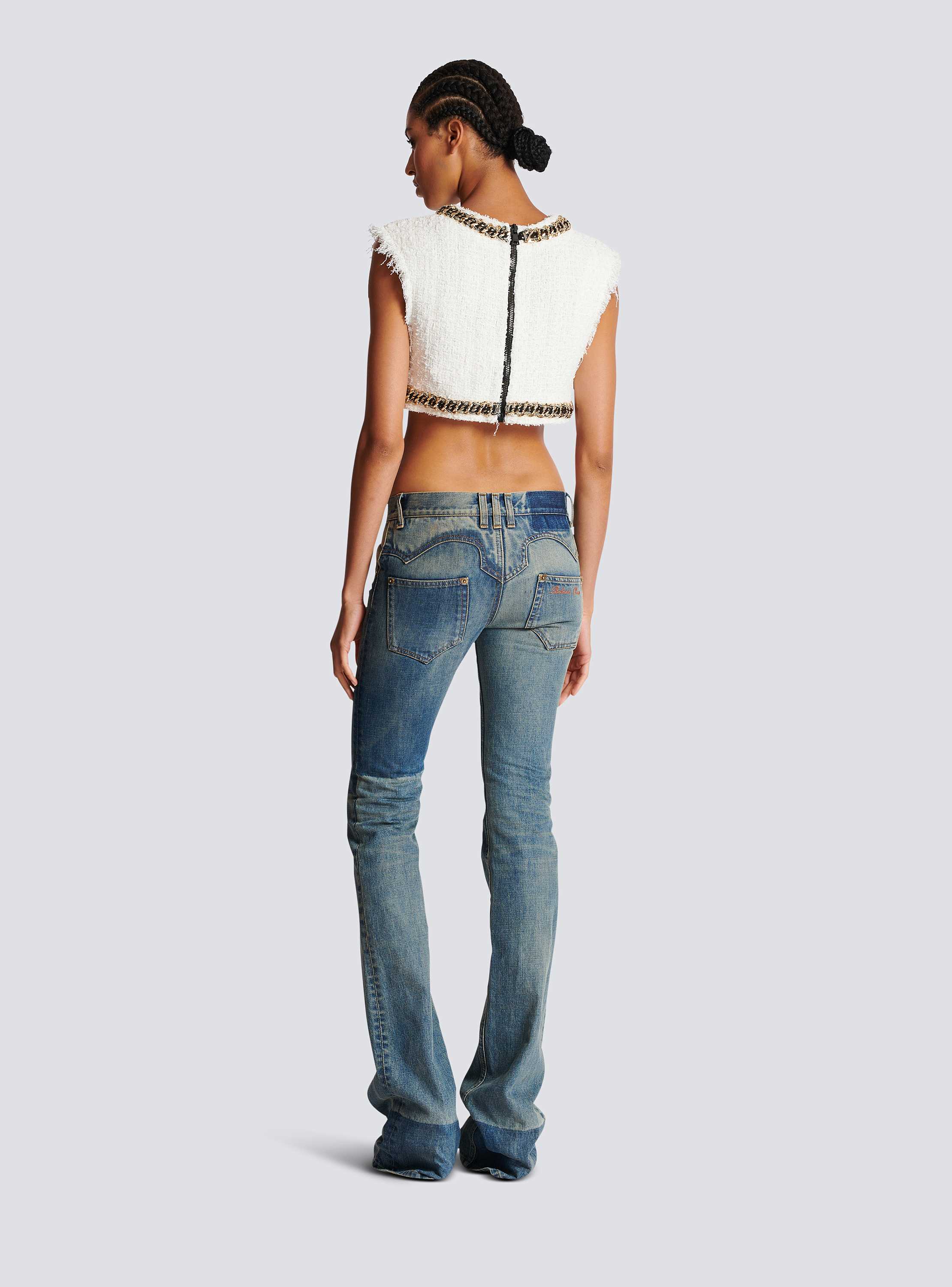 Balmain Signature tweed tank top white - Women | BALMAIN