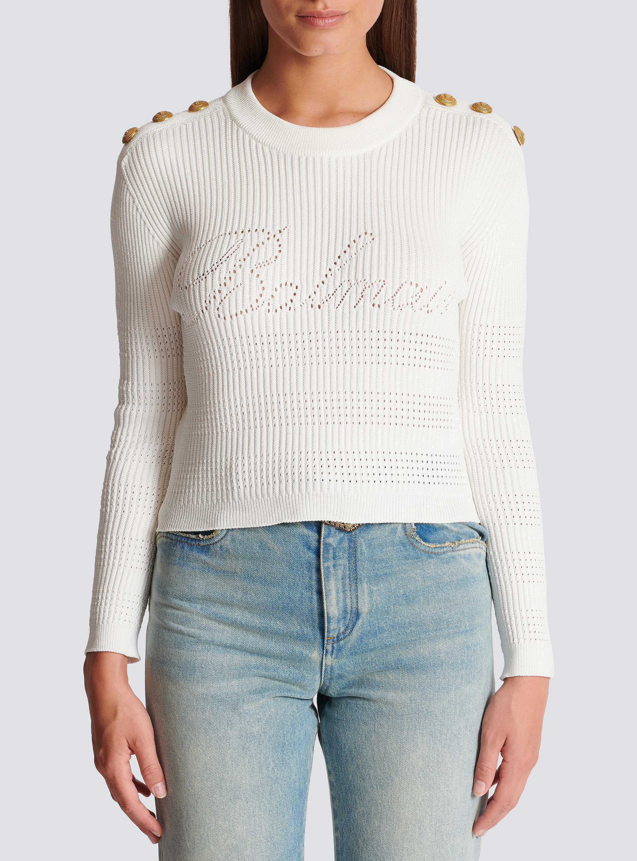 Balmain Signature knit jumper white - Women | BALMAIN