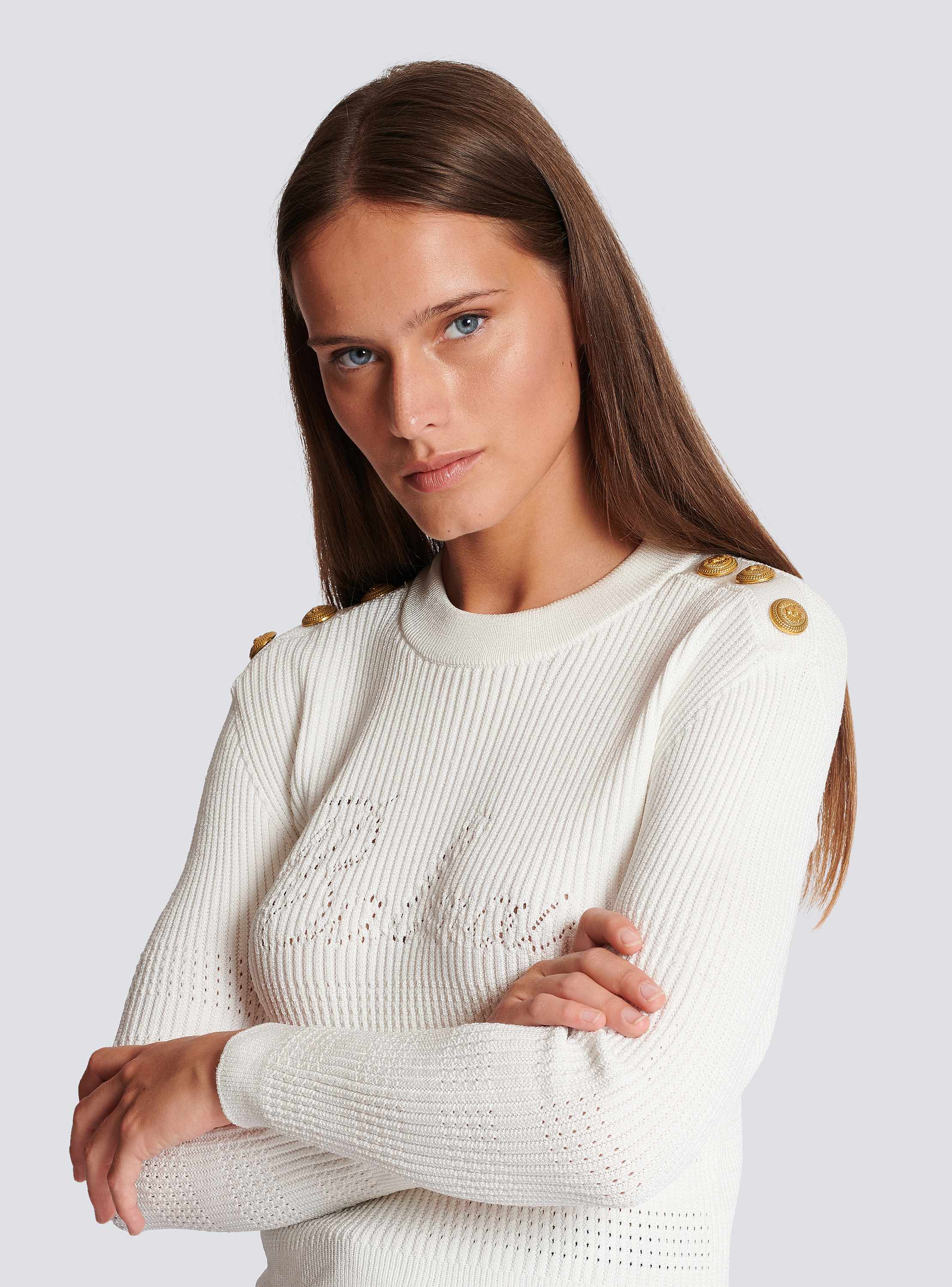 BALMAIN 売れ筋商品|||バルマン ニット&セーター アウター レディース Sweaters White Balmain Signature knit jumper white white - Women | BALMAIN