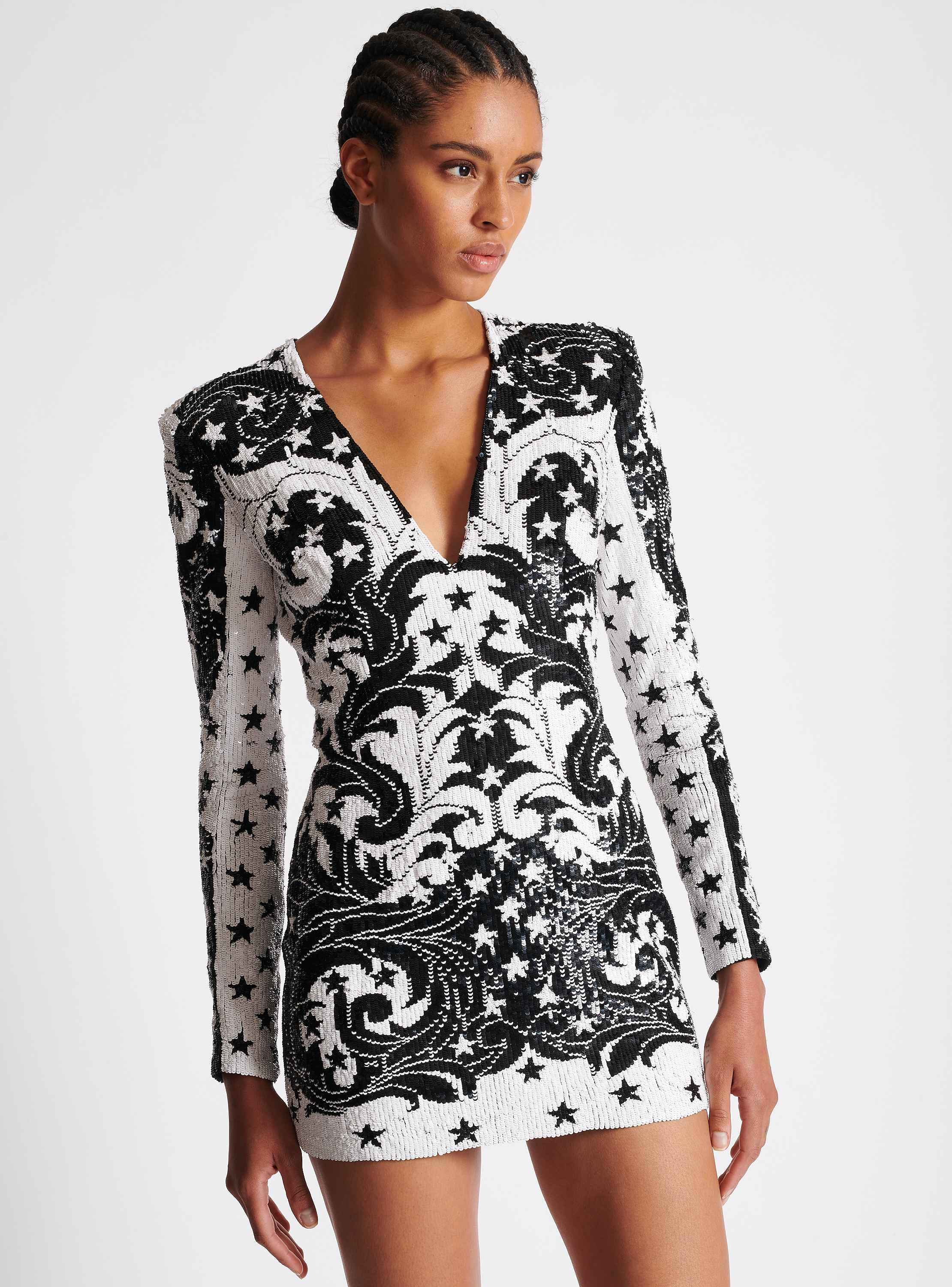 Embroidered Paisley and Star Short Dress