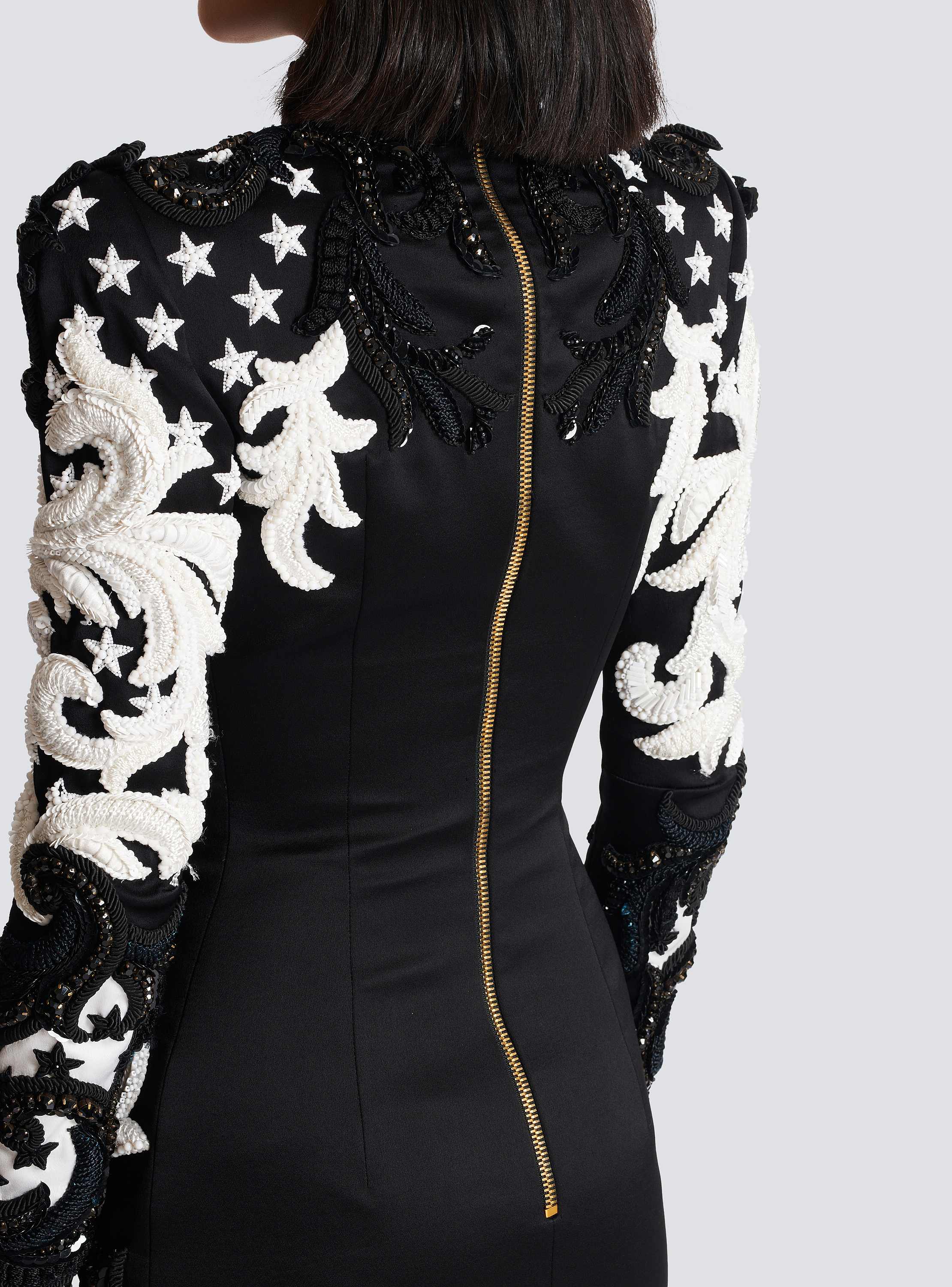 Ls Baroque Stars Embroidered Short Dress