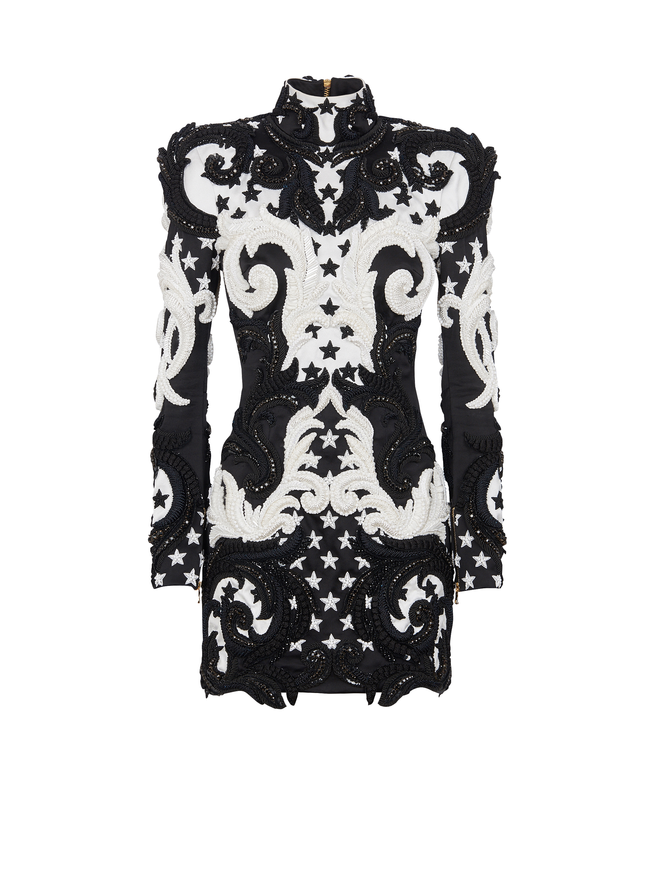 Ls Baroque Stars Embroidered Short Dress