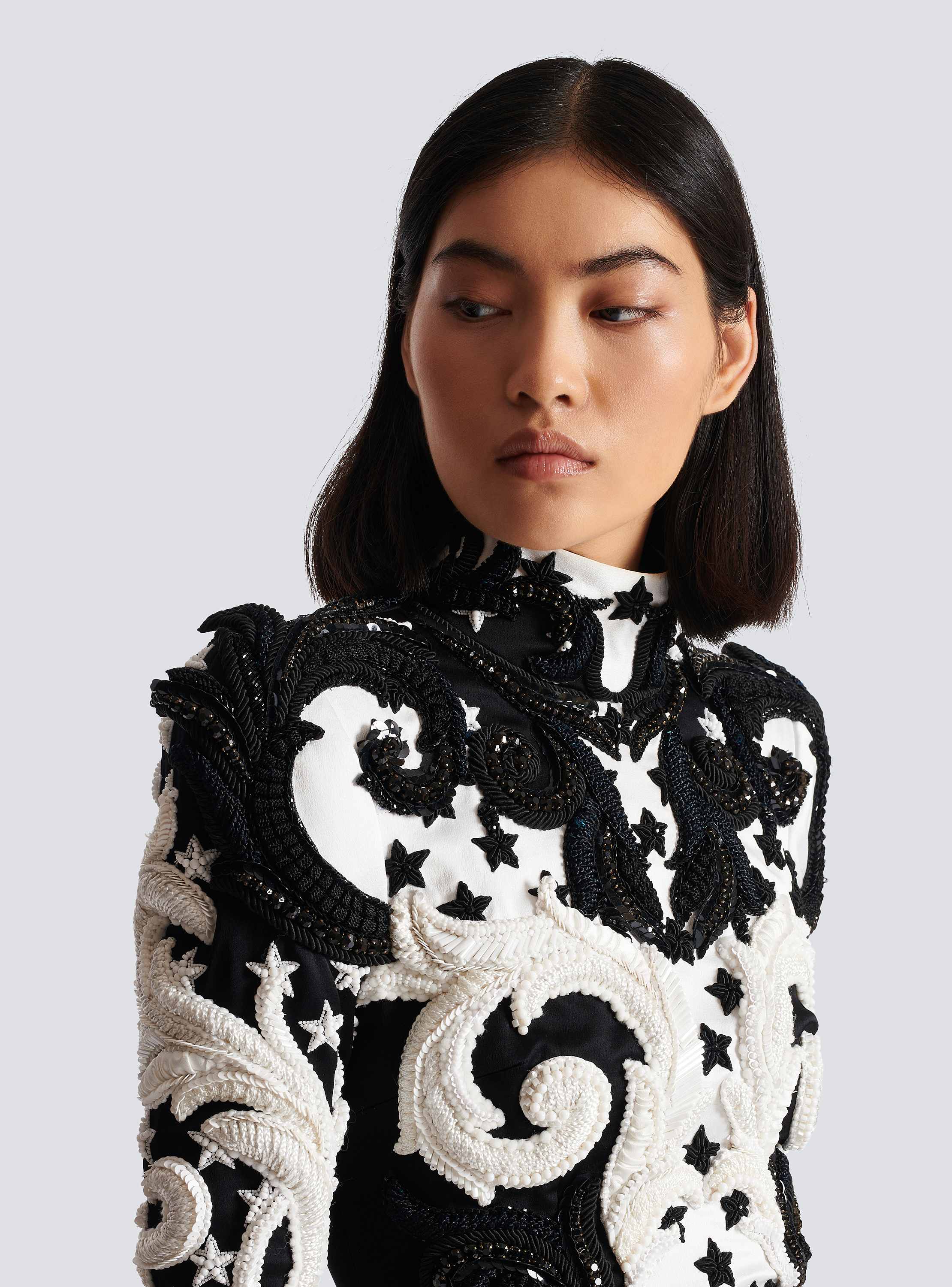 Ls Baroque Stars Embroidered Short Dress