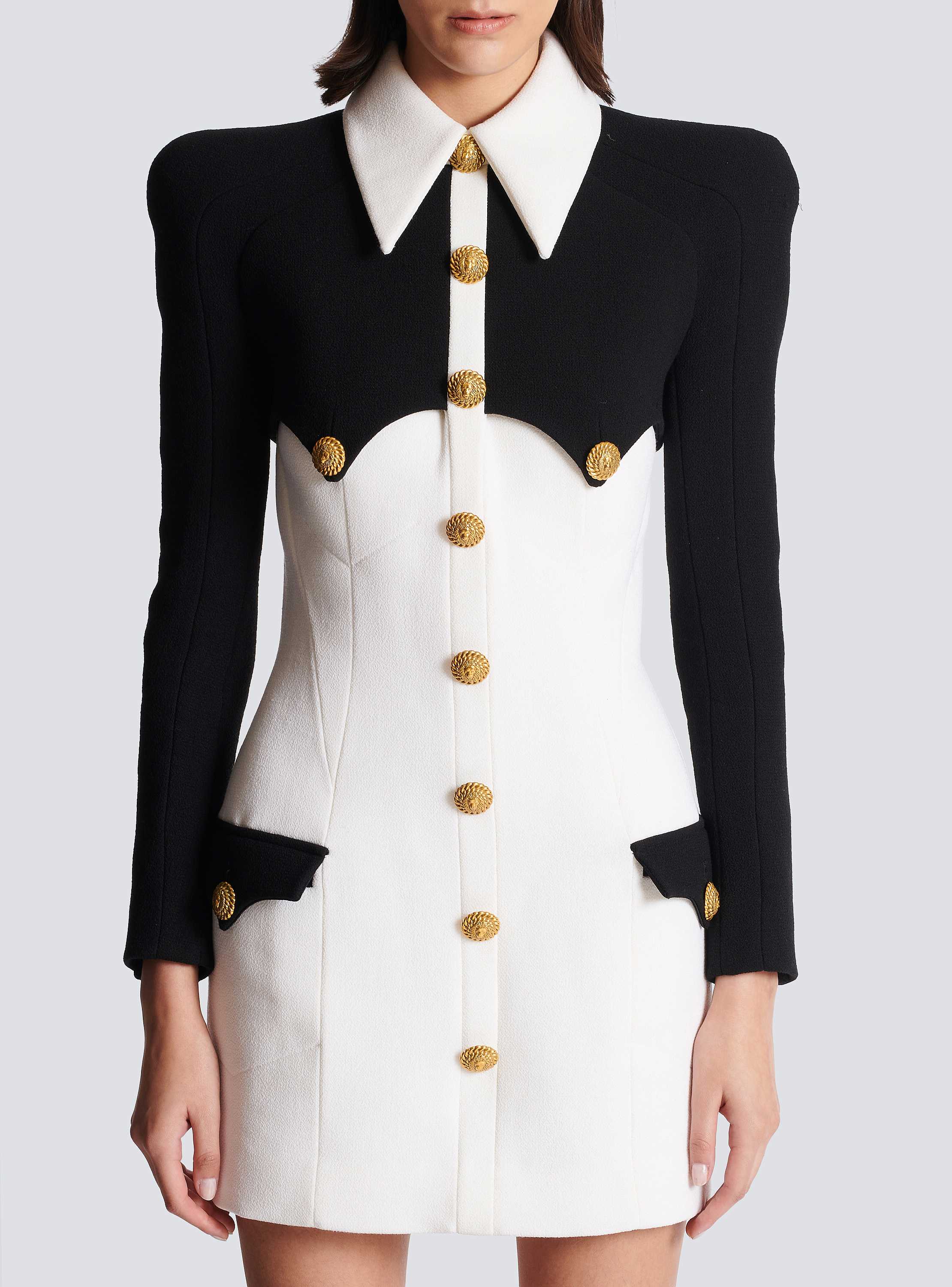 クレープ ボタン ショートドレス