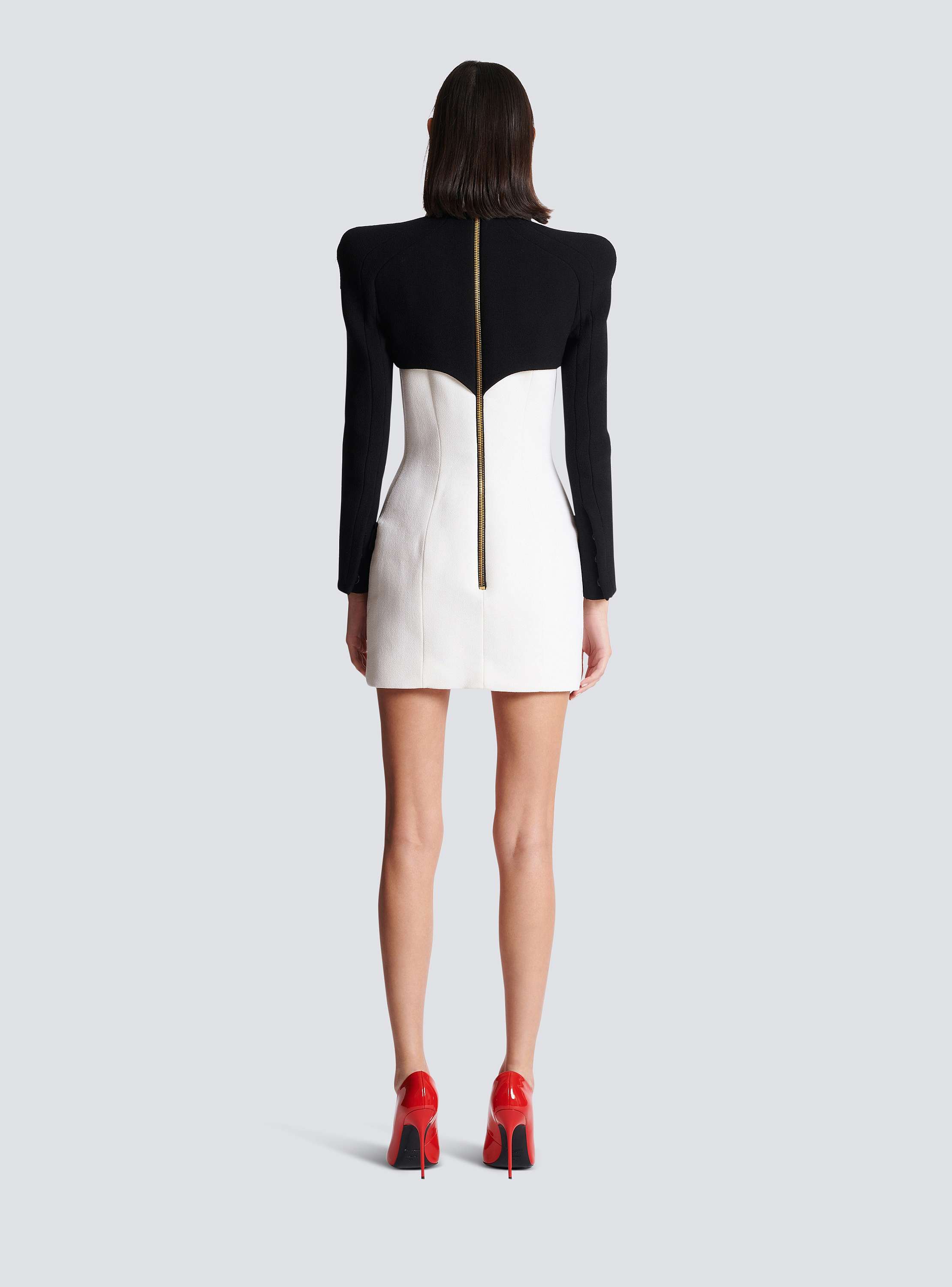 クレープ ボタン ショートドレス