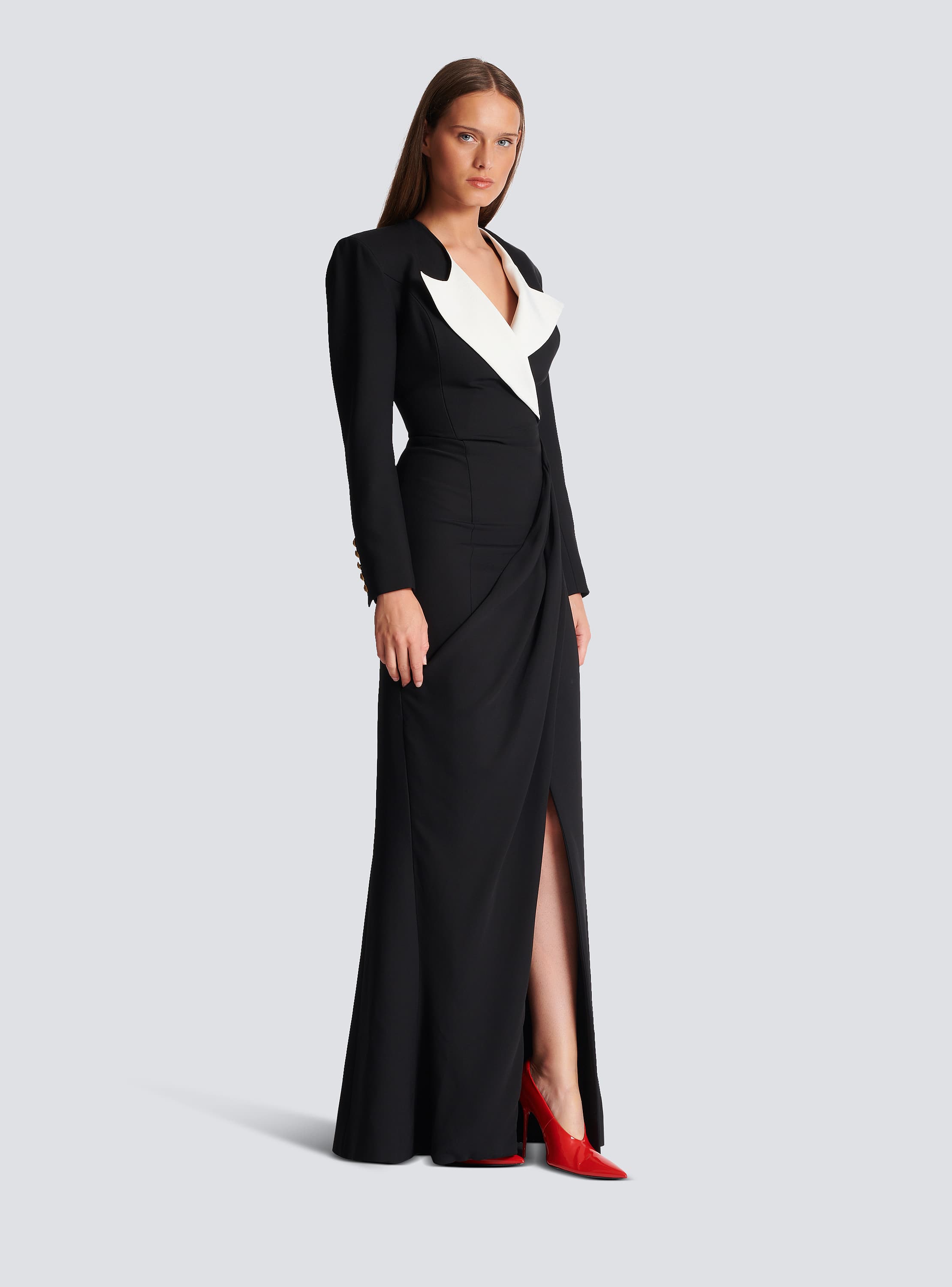 Structured Crepe Long Dress