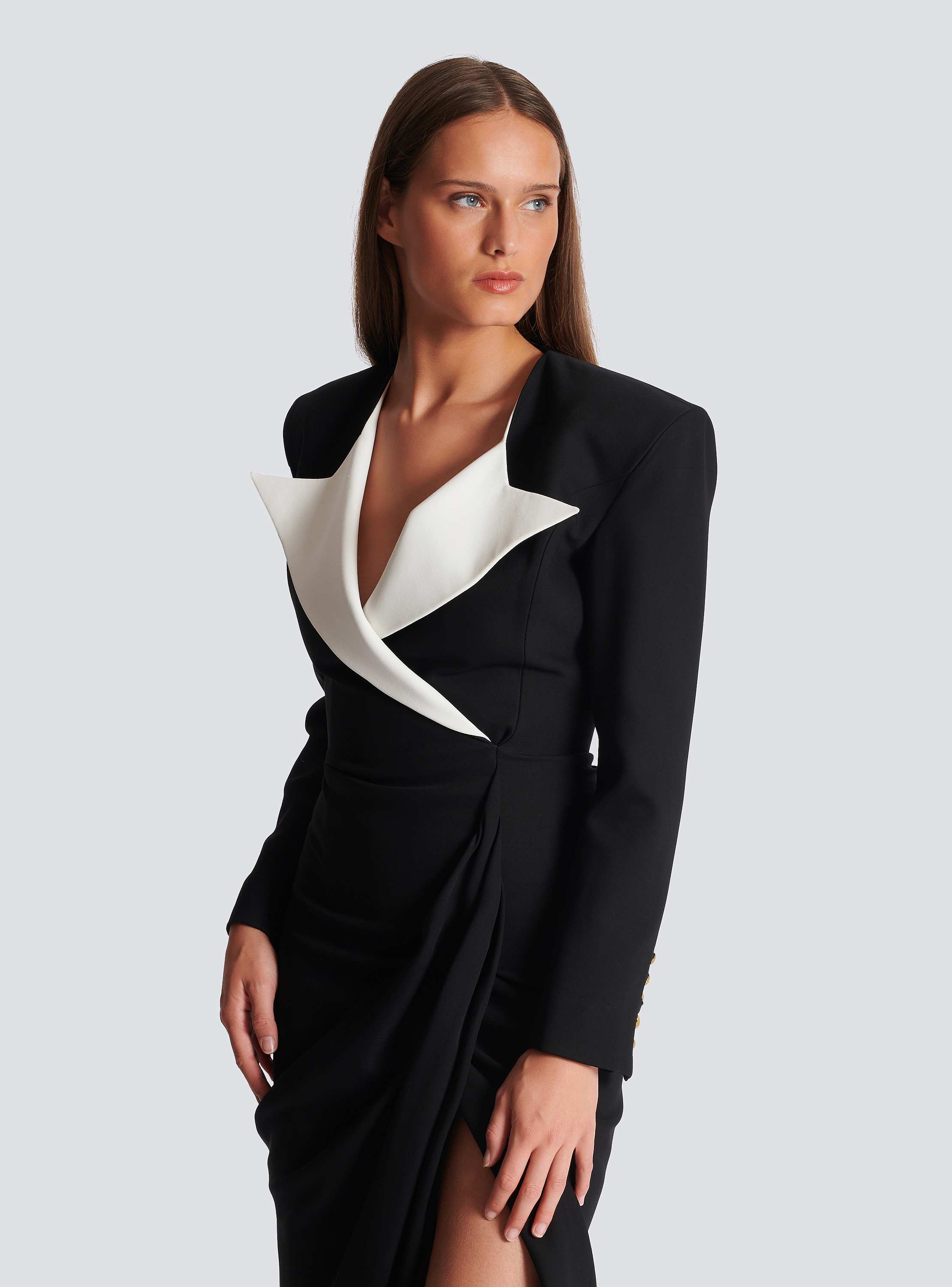 Structured Crepe Long Dress