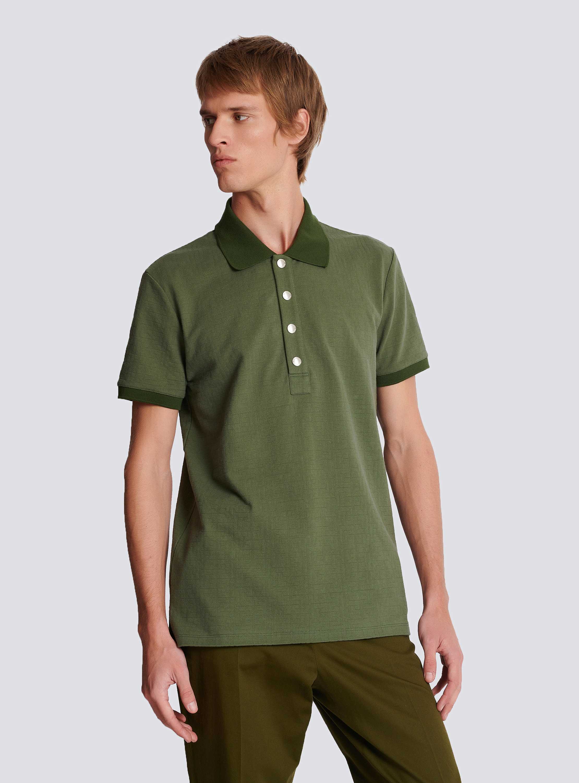 Tシャツ・カットソー BALMAIN Men Polo Shirts DH1EG010BC68ULA Green BALMAIN Men's Green Cotton Polo Shirt Small | eBay