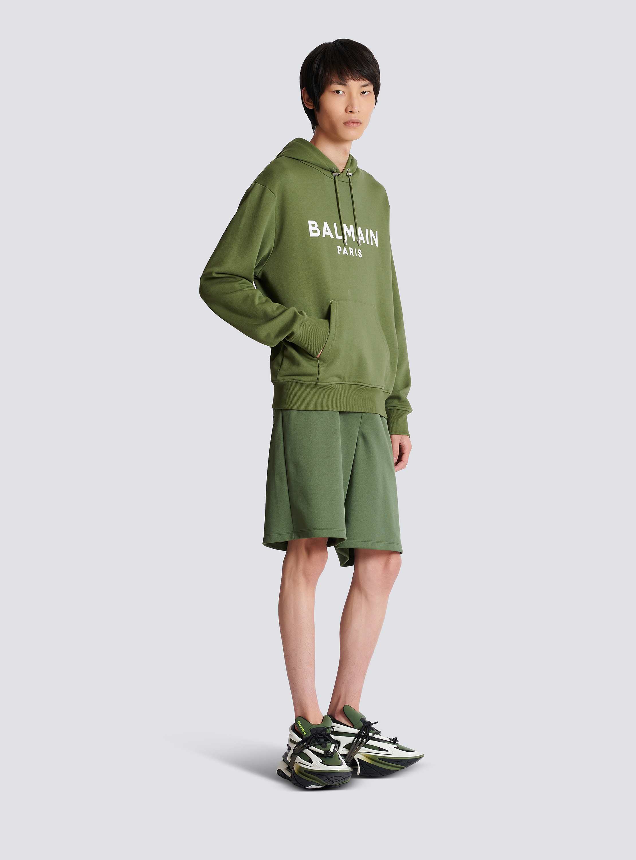 スウェット・トレーナー Balmain AH1JT047GC61 DESERT BALMAIN PRINTED Hoodie Hoodie in eco-responsible cotton with Balmain Paris desert