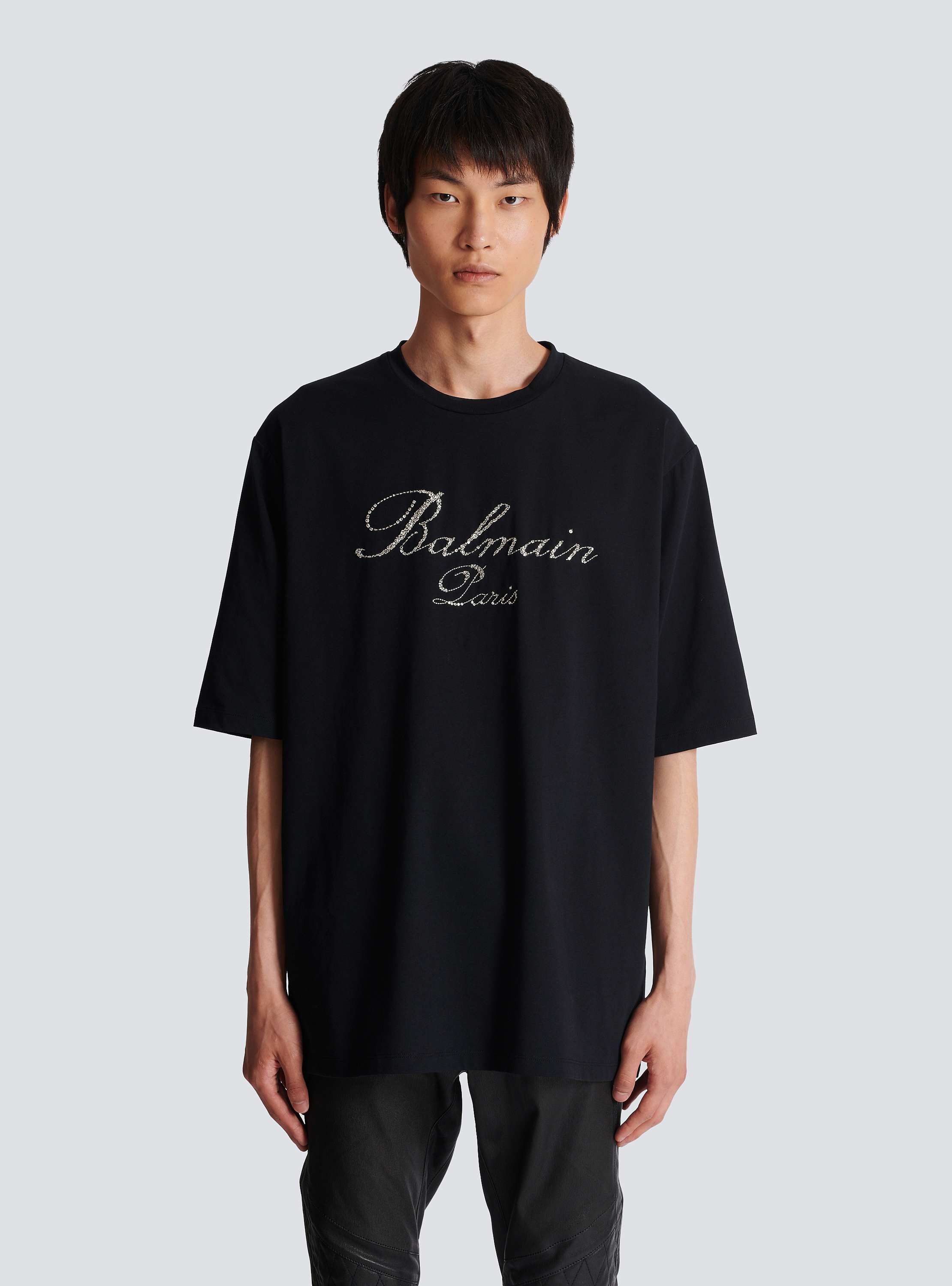 Balmain Signature embroidered T-shirt - Men | BALMAIN