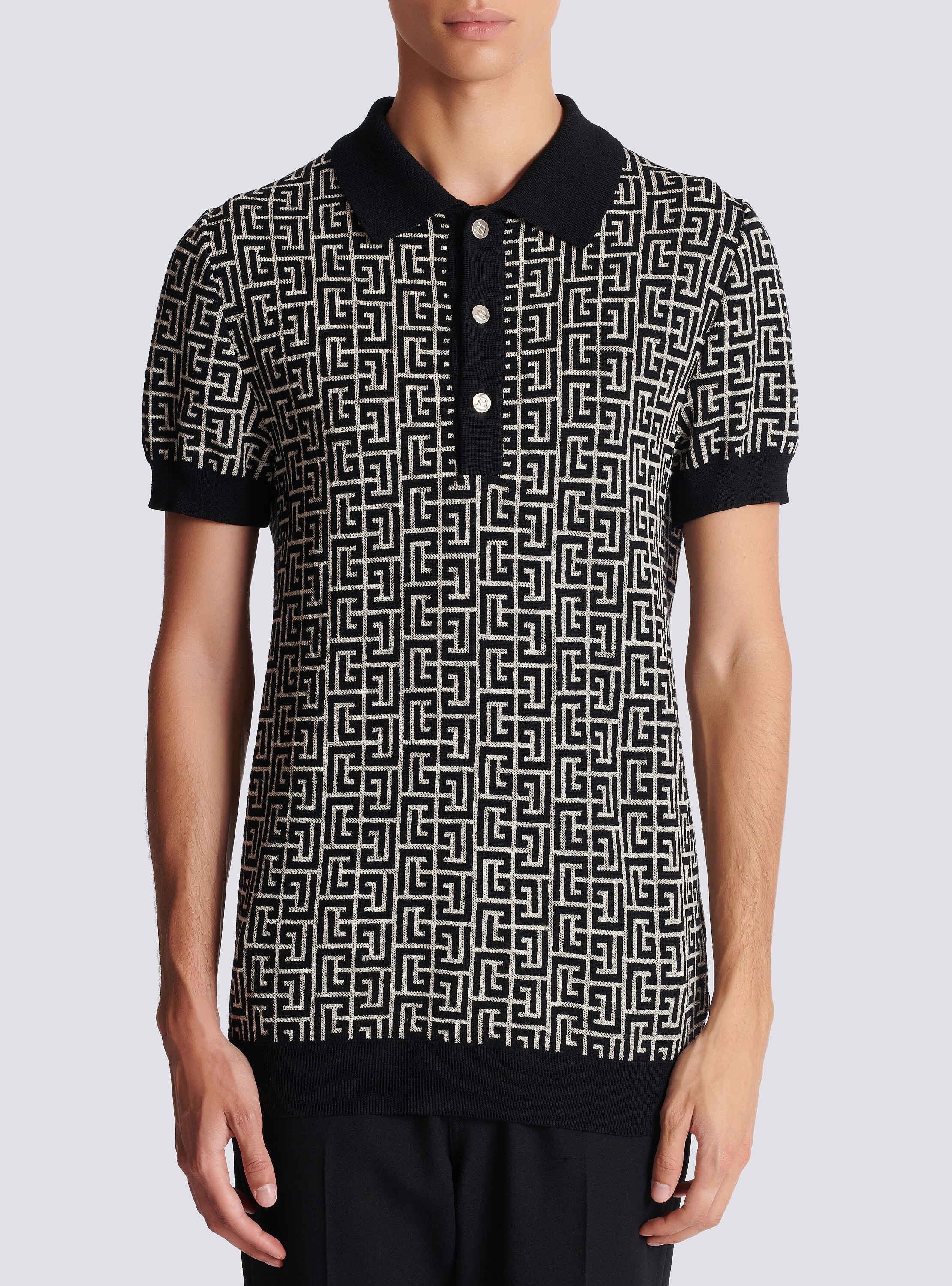 Tシャツ・カットソー BALMAIN SS24 POLO WITH LOGO PATCH (BH1GB065_KE936AE) Balmain Jacquard Logo Stretch-Cotton Polo Shirt | Saks Fifth