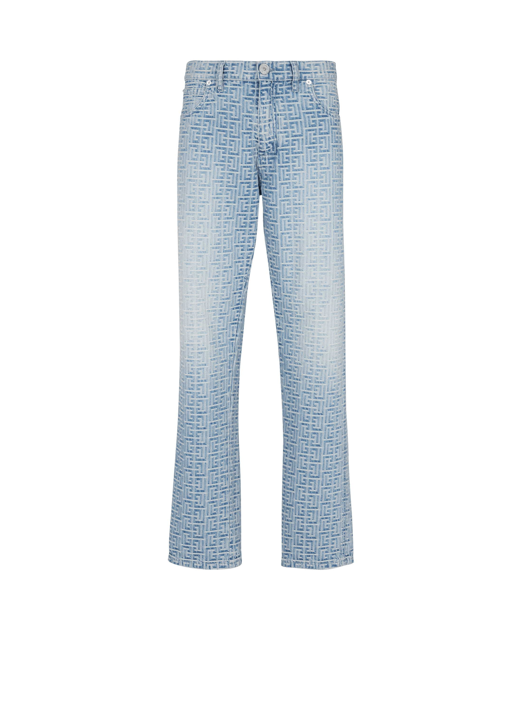 Monogrammed jacquard denim jeans