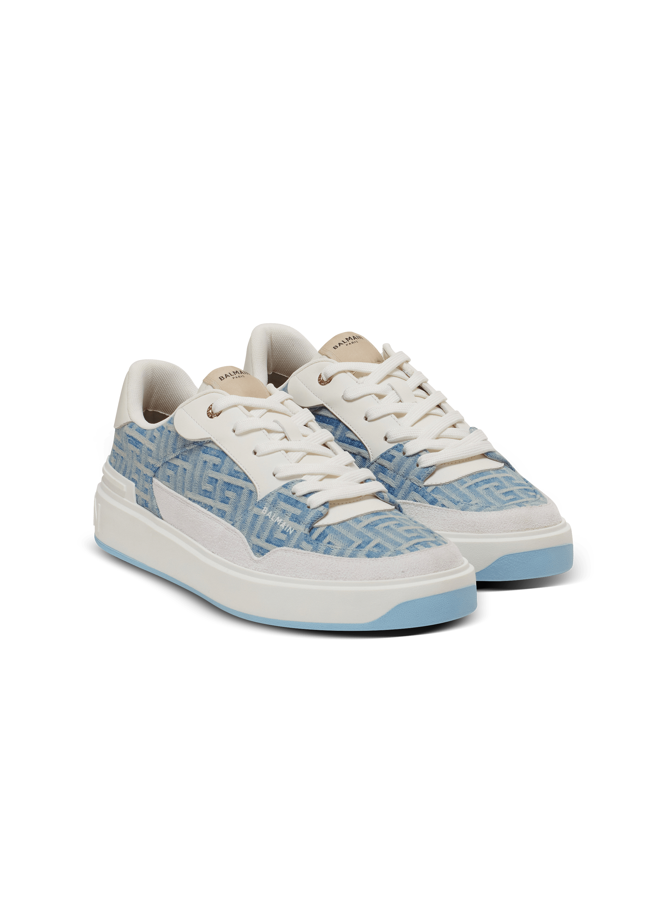 B-Court Flip sneakers in monogrammed denim navy - Men | BALMAIN B-Court Flip sneakers in monogrammed denim navy - Men | BALMAIN