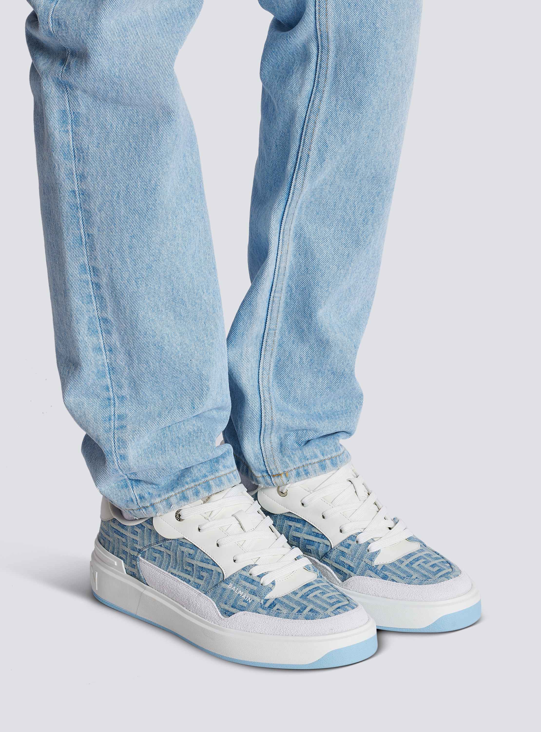 B-Court Flip sneakers in monogrammed denim navy - Men | BALMAIN