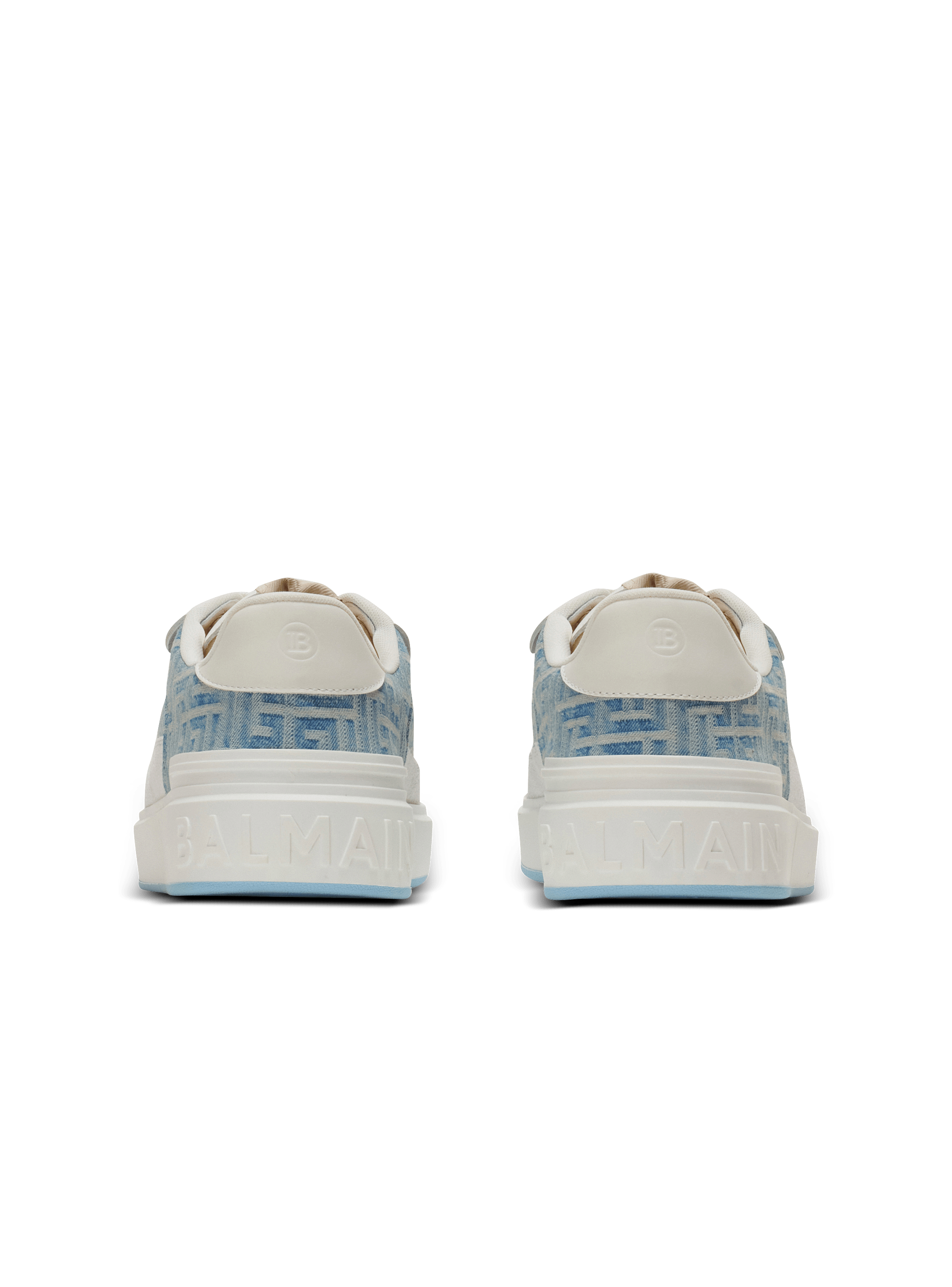[BALMAIN]バルメイン Bコートフリップスニーカーモノグラムデニ B-Court Flip sneakers in monogrammed denim - Men | BALMAIN