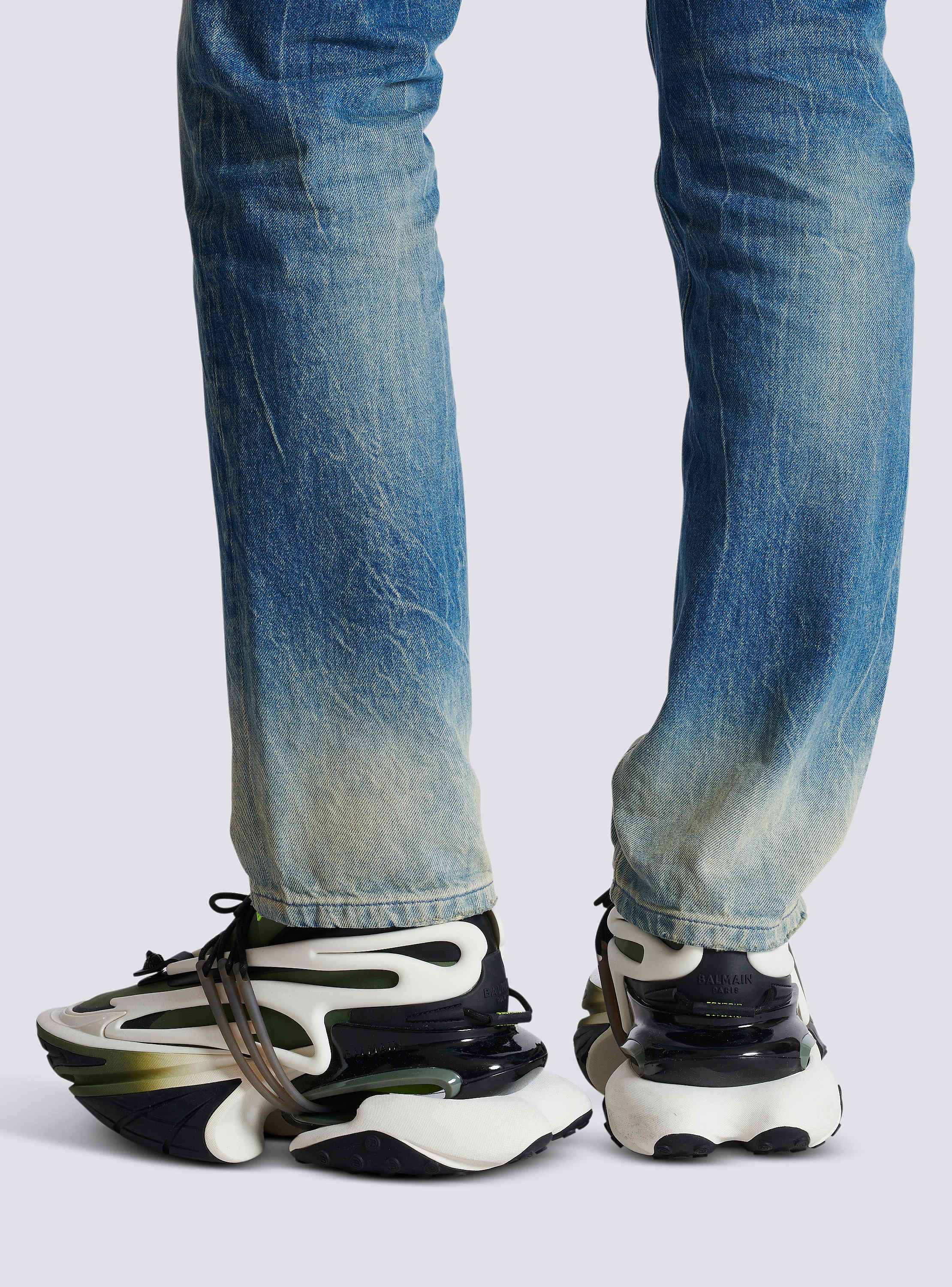 Unicorn low-top sneakers in neoprene and calfskin khaki
