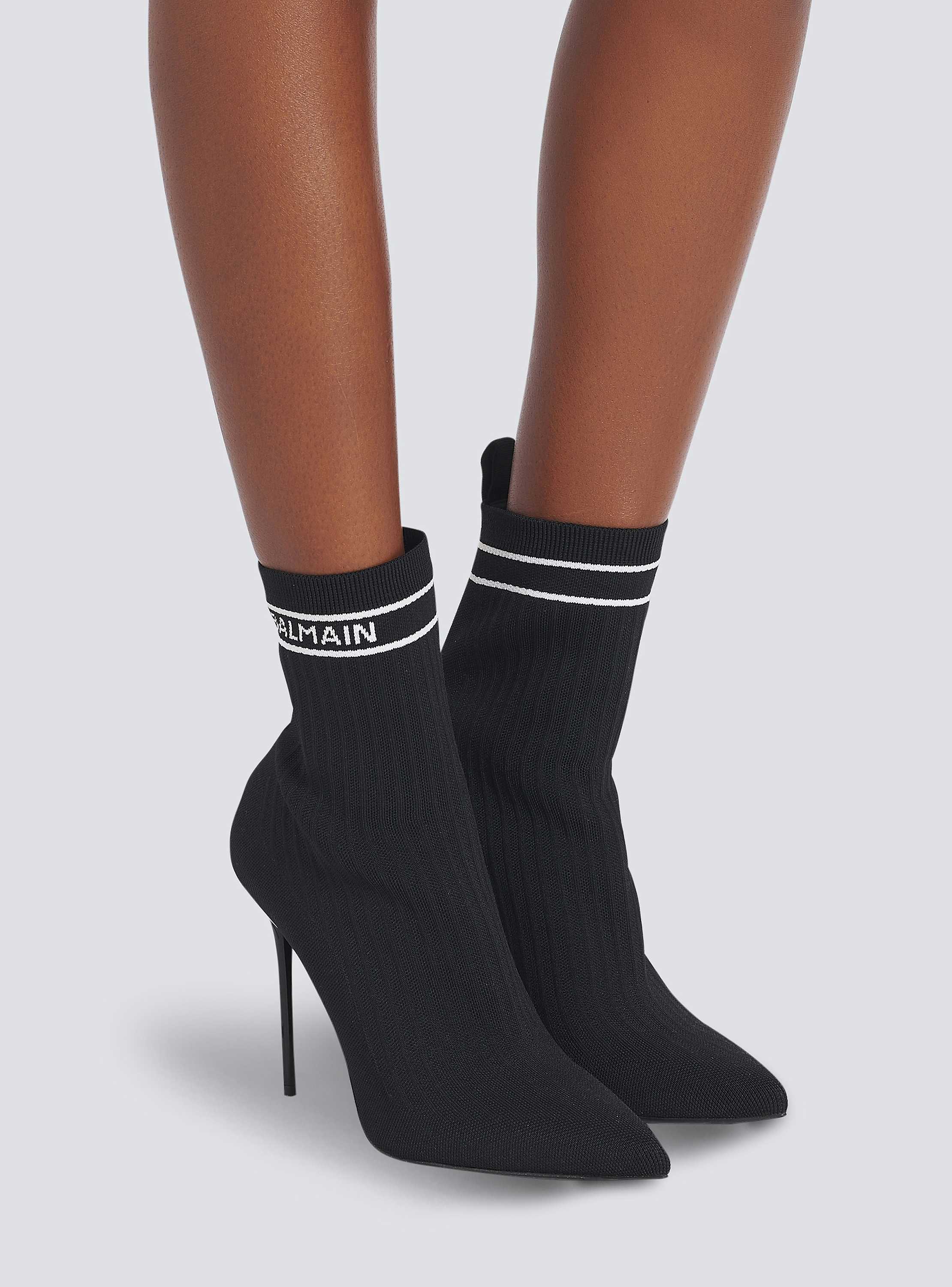 【関税込み】Balmain ブラック Skye ブーツ Stretch knit Skye ankle boots with monogram black black