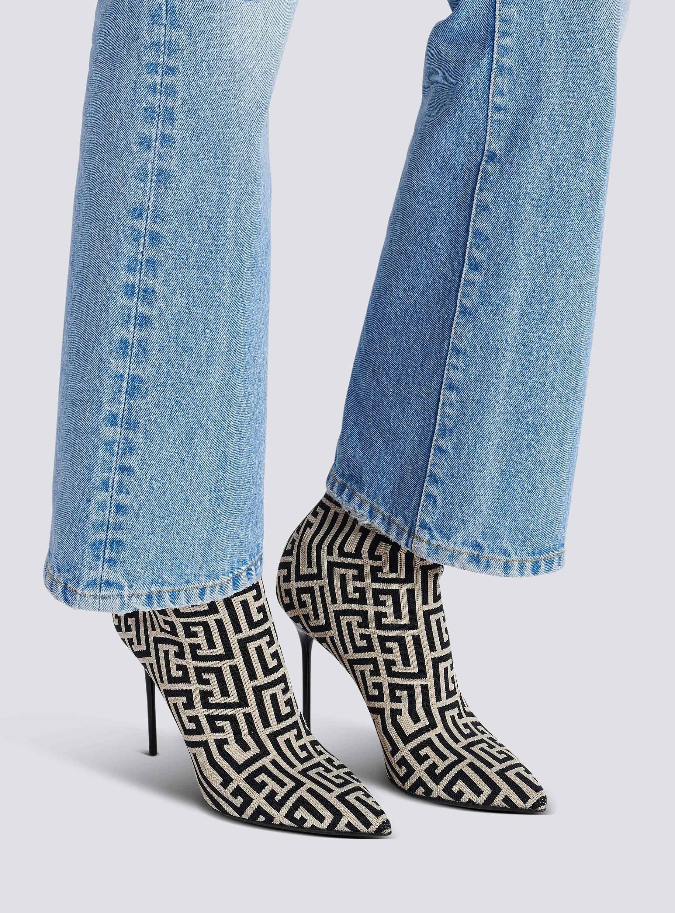 【関税込み】Balmain ブラック Skye ブーツ Stretch knit Skye ankle boots with monogram black black