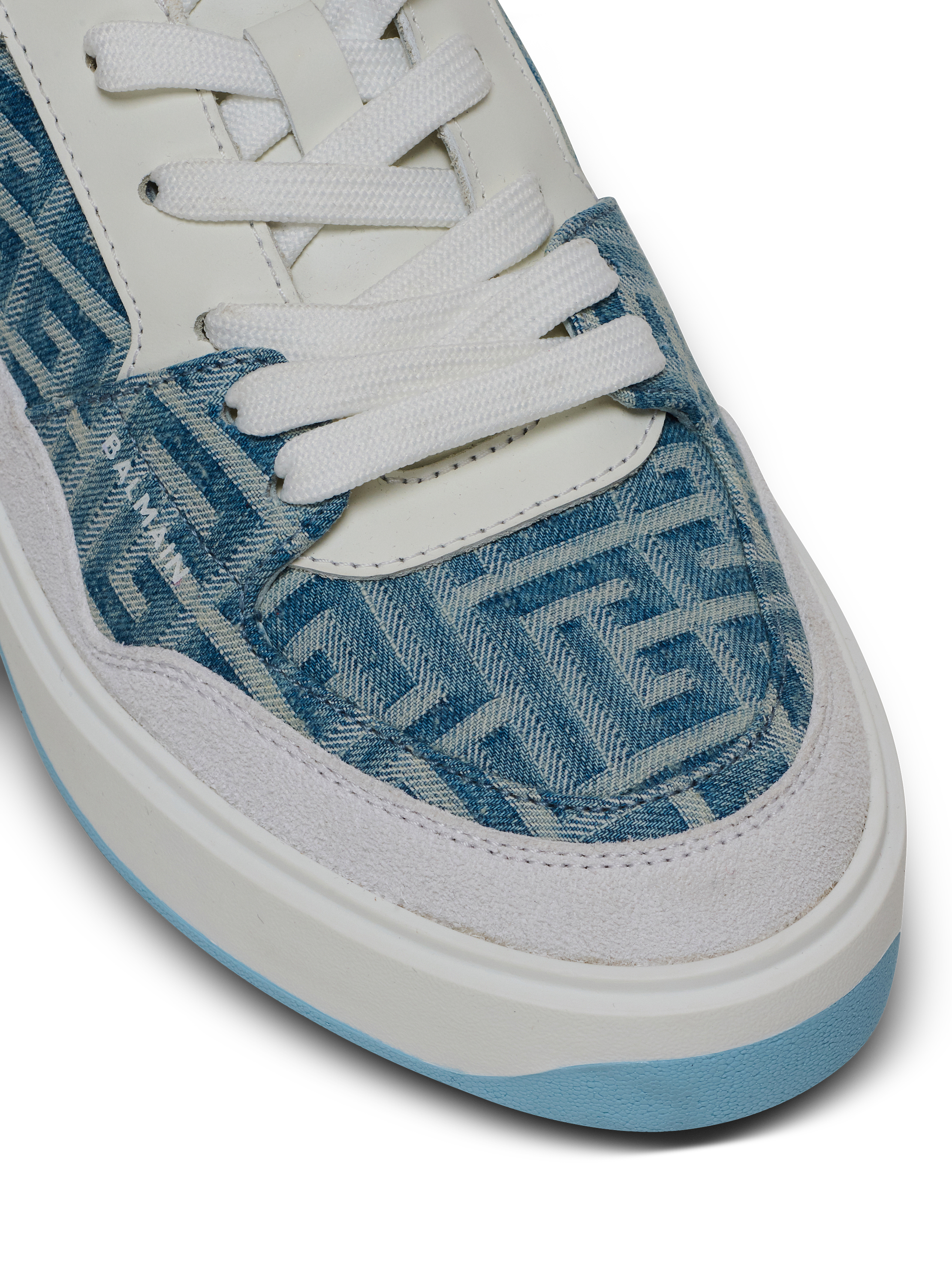B-Court Flip sneakers in monogrammed denim - Women | BALMAIN