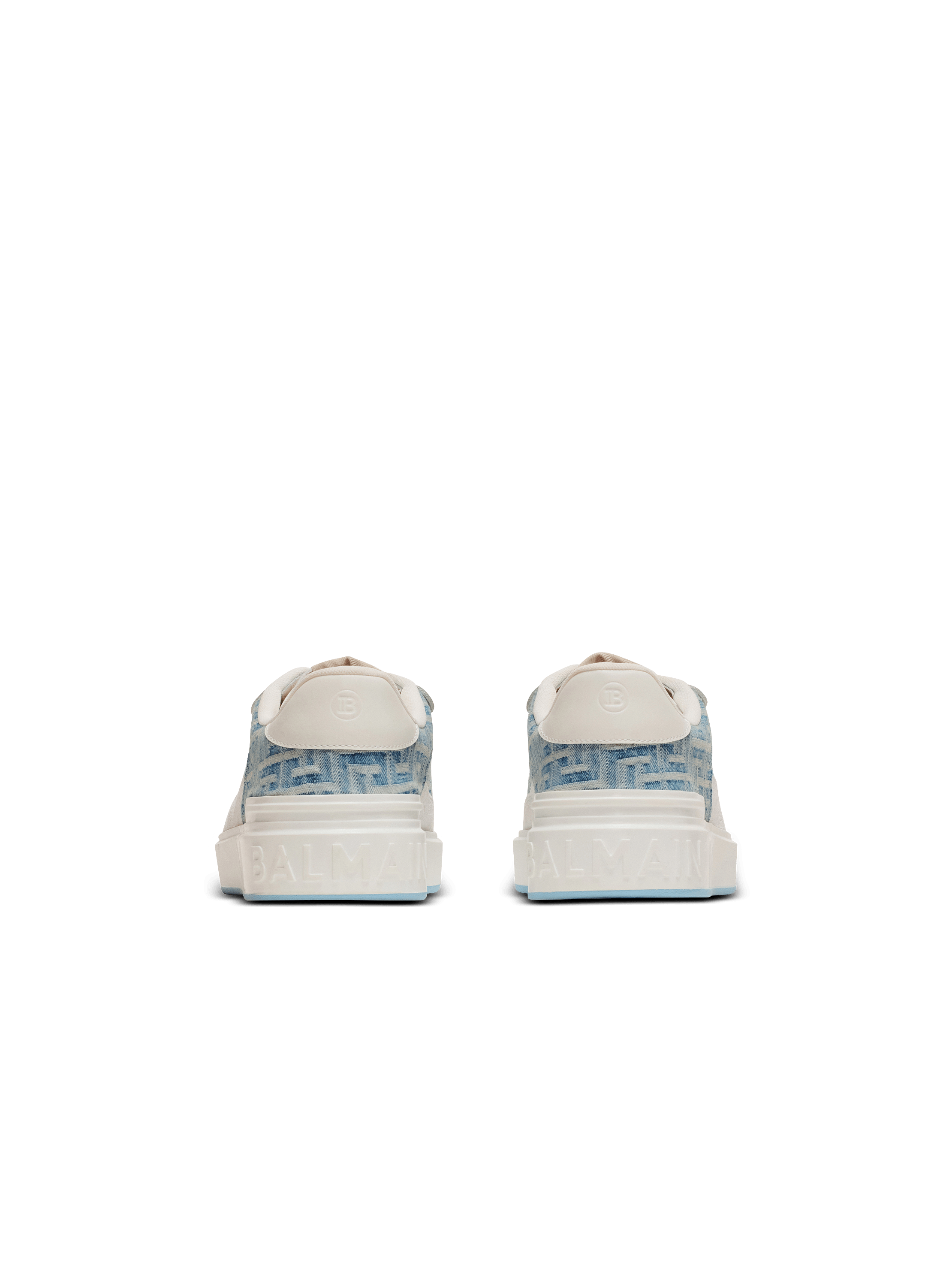 B-Court Flip sneakers in monogrammed denim - Women | BALMAIN