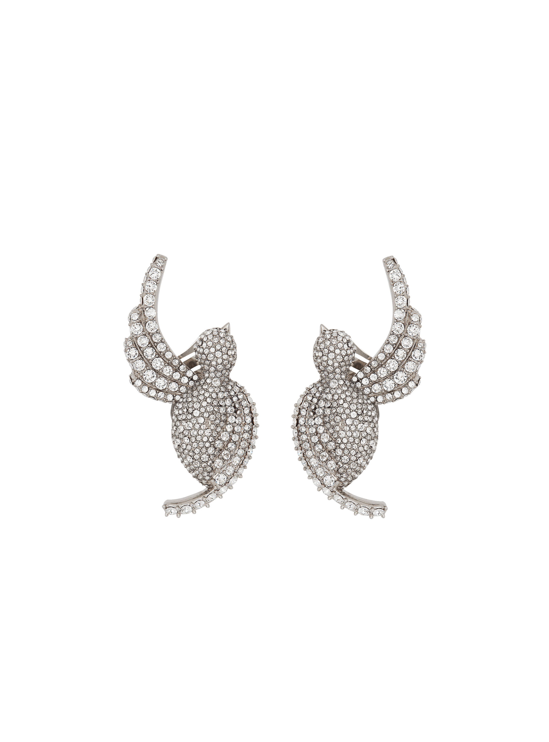 Rhinestone and palladium Swallow earrings
