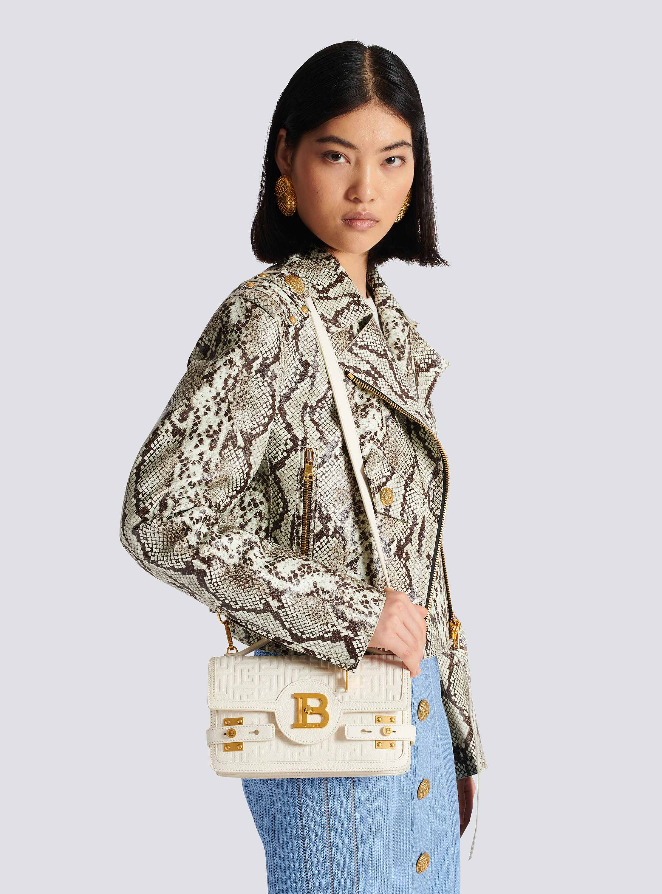 B-Buzz 24 monogrammed grained leather bag - Women | BALMAIN