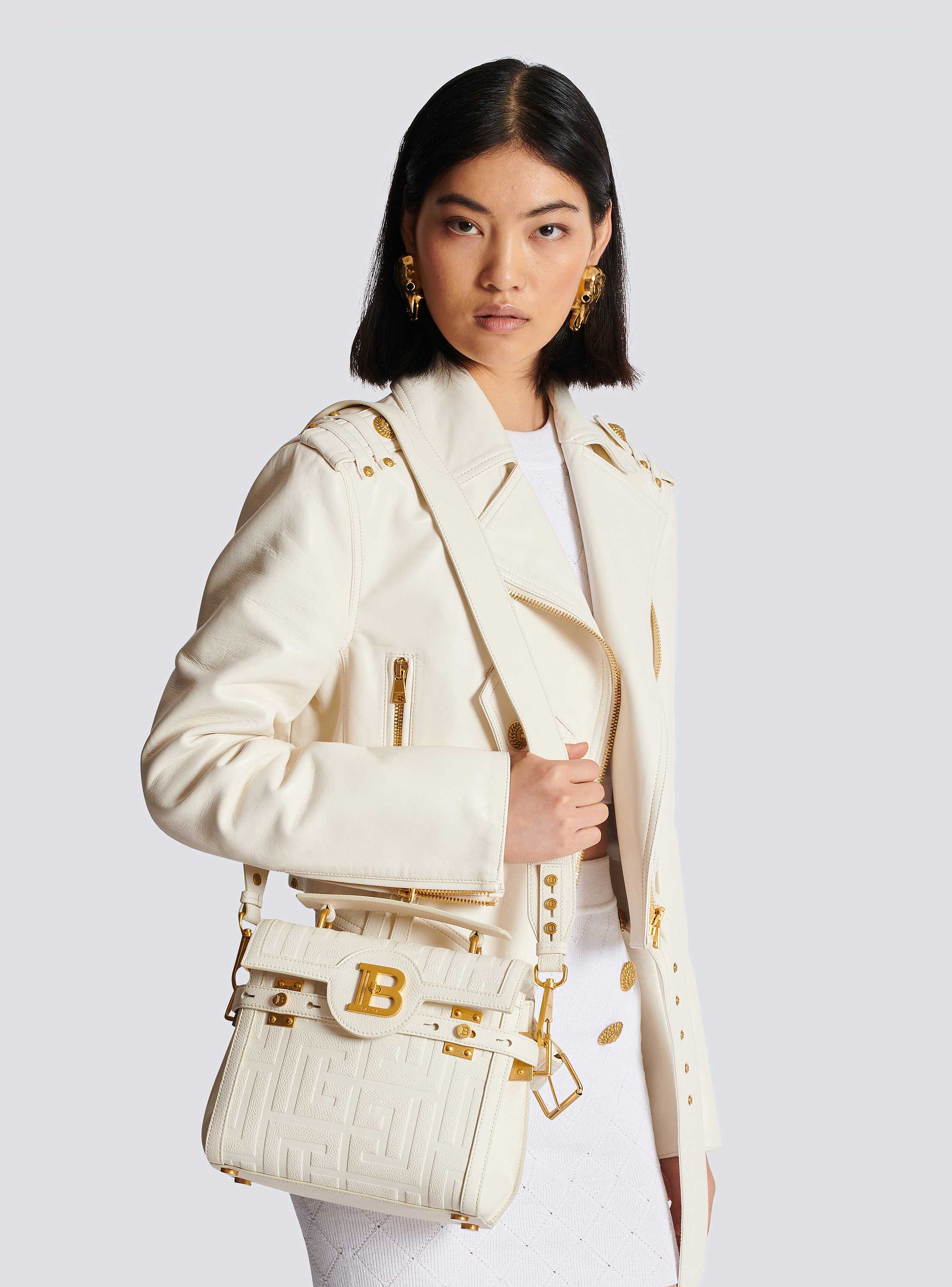 【関税＆送料込み】Balmain B-Buzz 23 Leather Shoulder Bag B-Buzz 23 bag in jacquard and leather - Women | BALMAIN