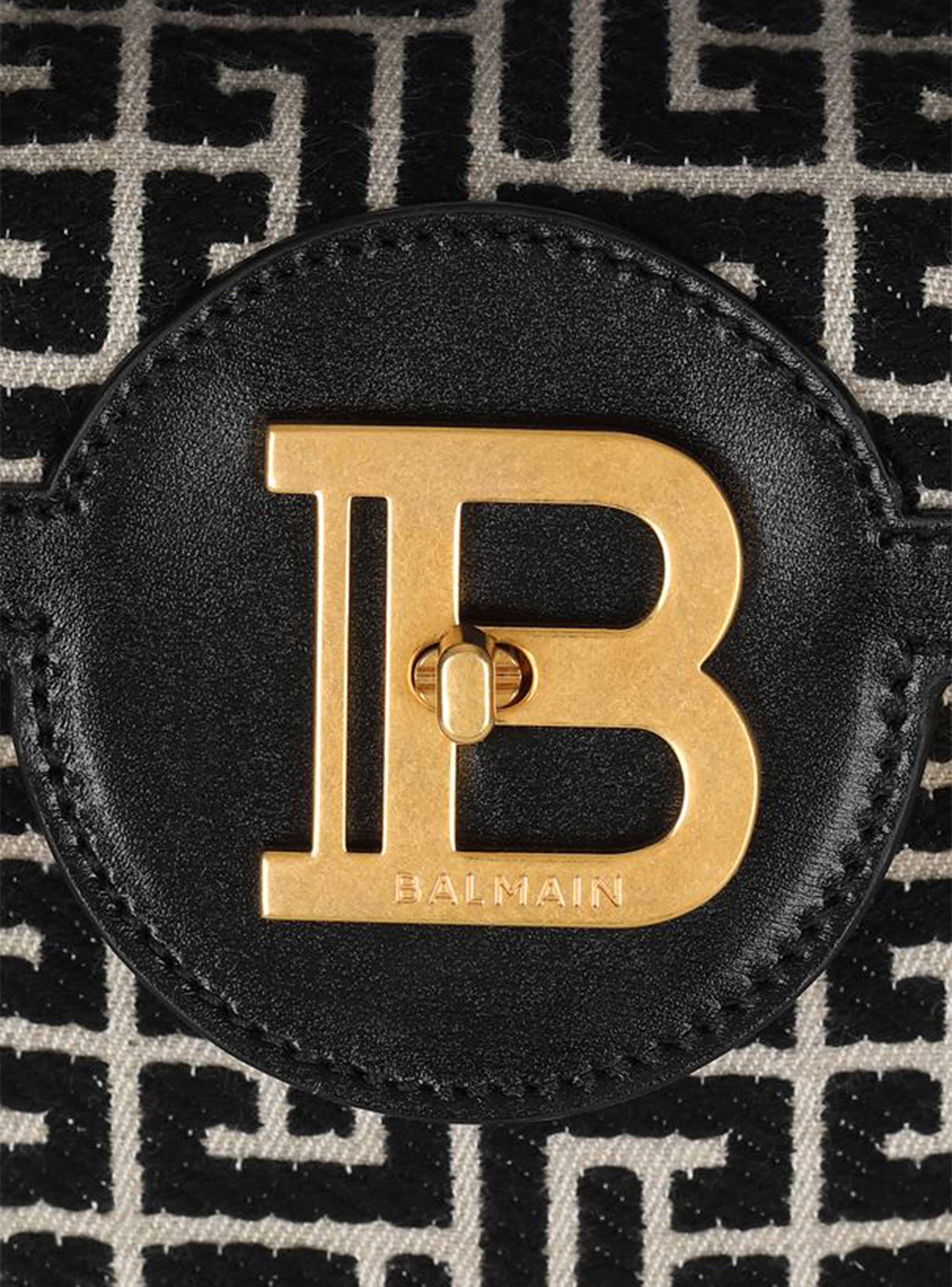 Bicolor jacquard B-Buzz 23 bag with black leather panel