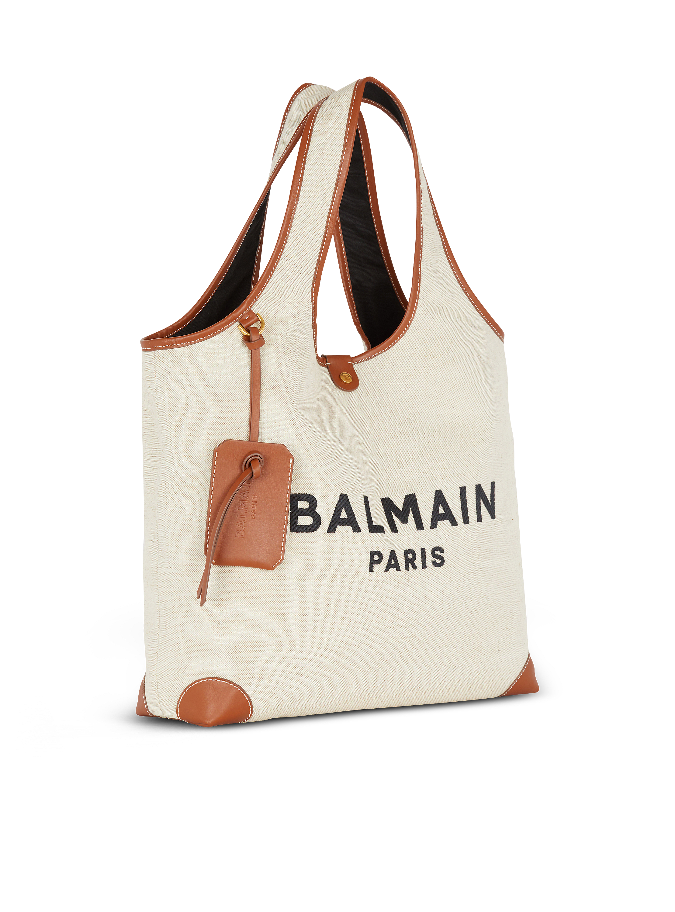 トートバッグ Balmain Borsa B-Army Piccola In Canvas B-Army small tote bag in canvas and leather beige beige