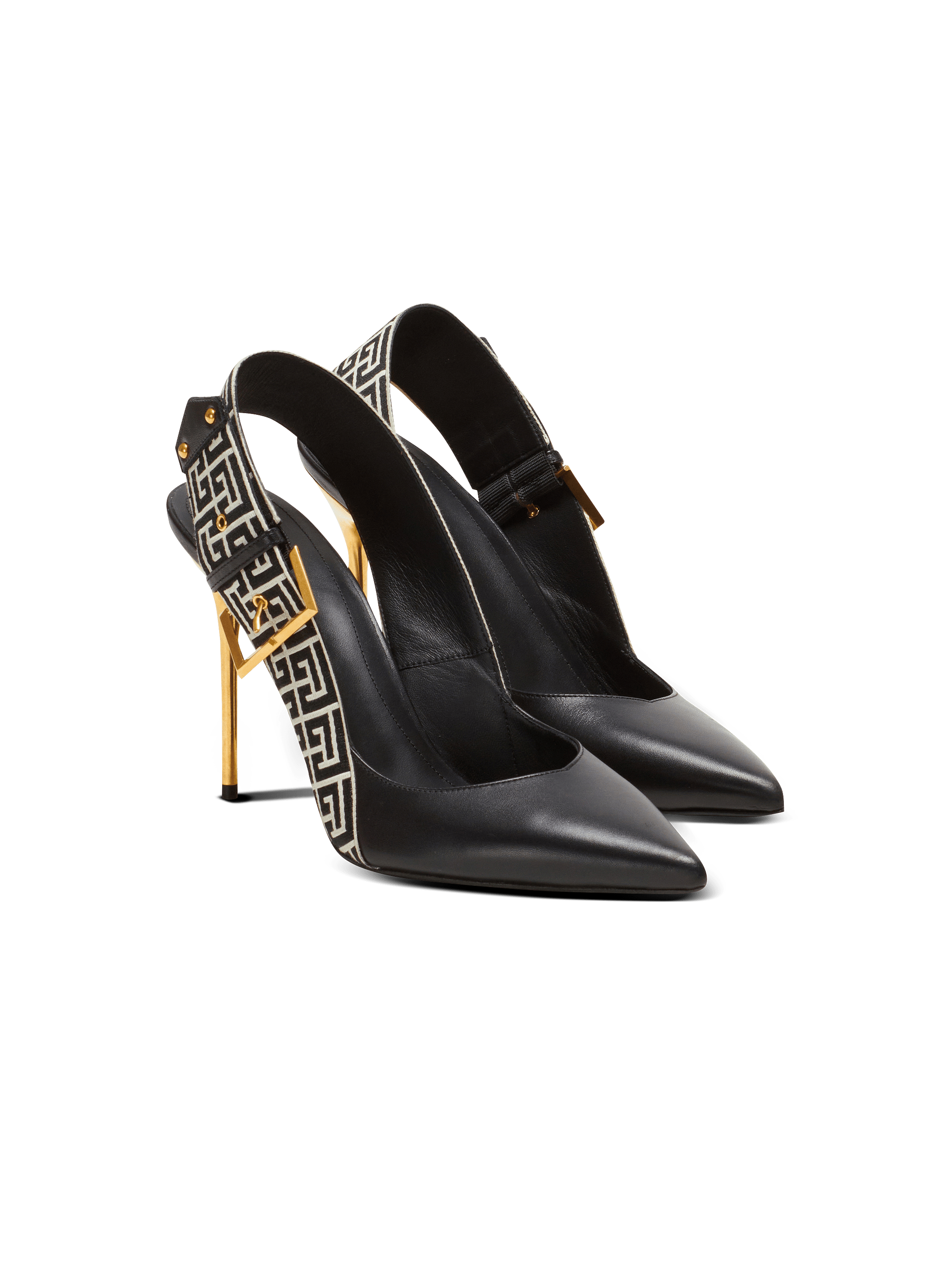 Ruby monogrammed leather slingbacks black - Women | BALMAIN Ruby monogrammed leather slingbacks black - Women | BALMAIN