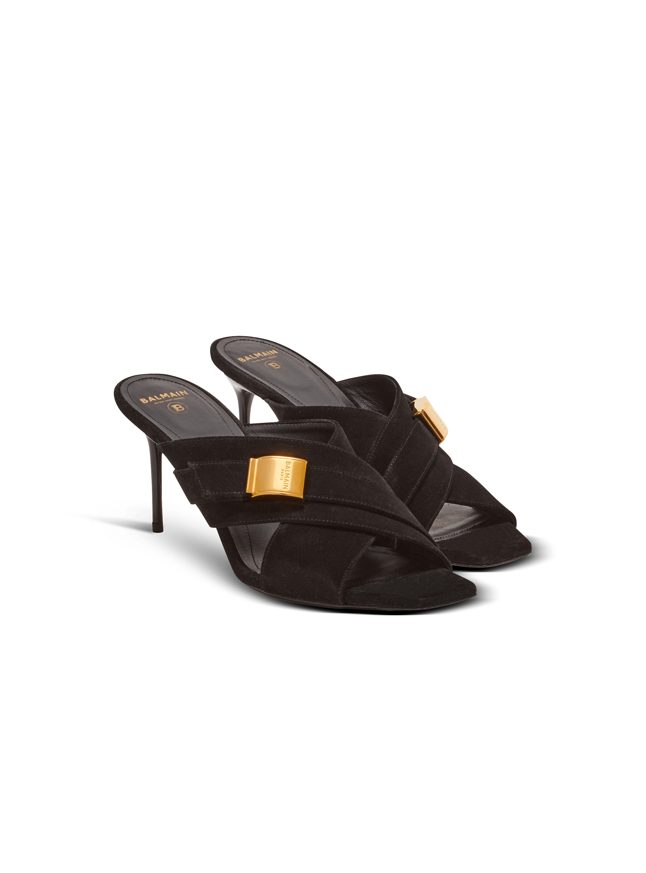 【関税込み】Balmain ブラック Uma ミュール Uma mules in suede leather - Women | BALMAIN