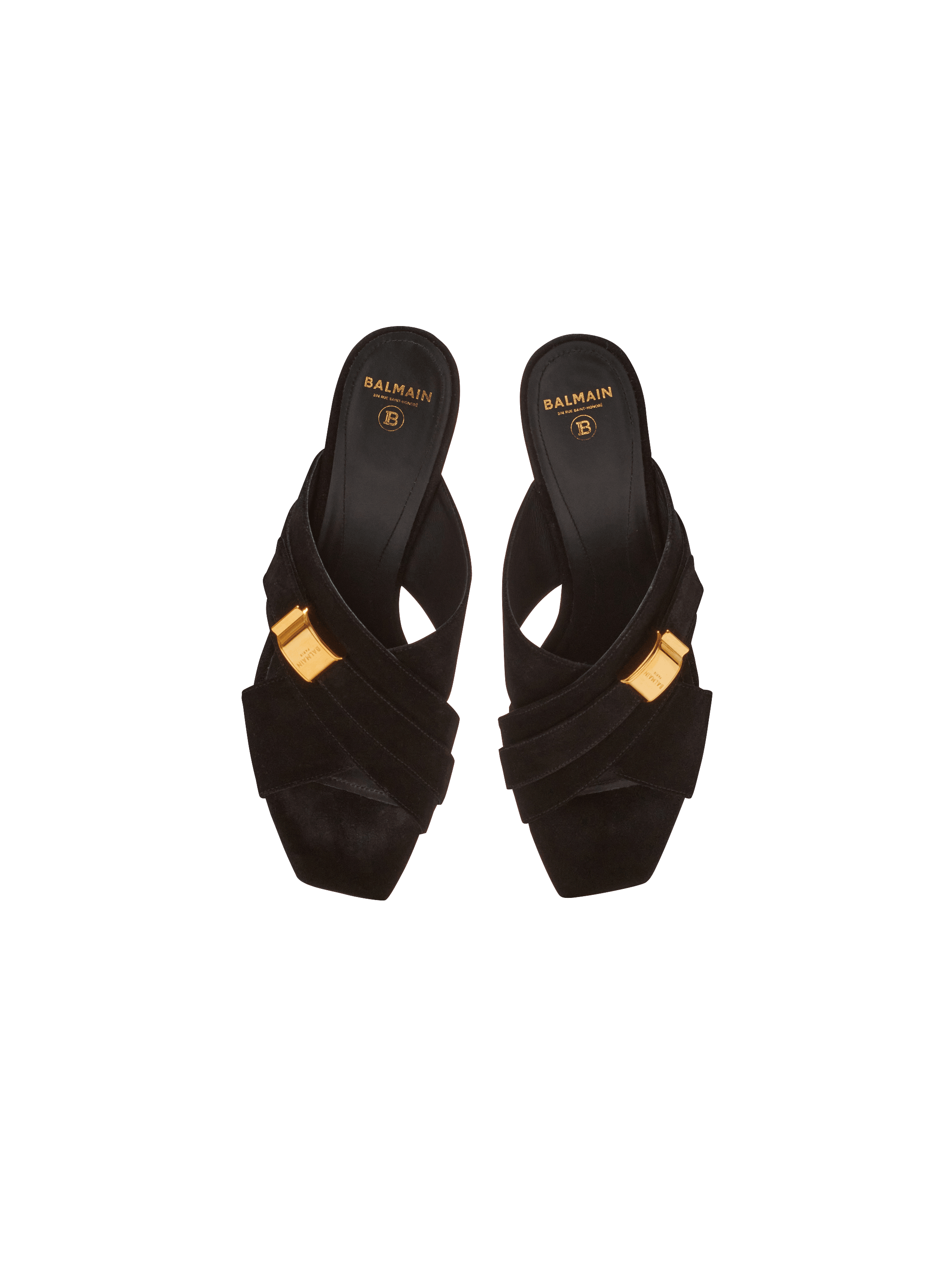 【関税込み】Balmain ブラック Uma ミュール Uma mules in suede leather - Women | BALMAIN