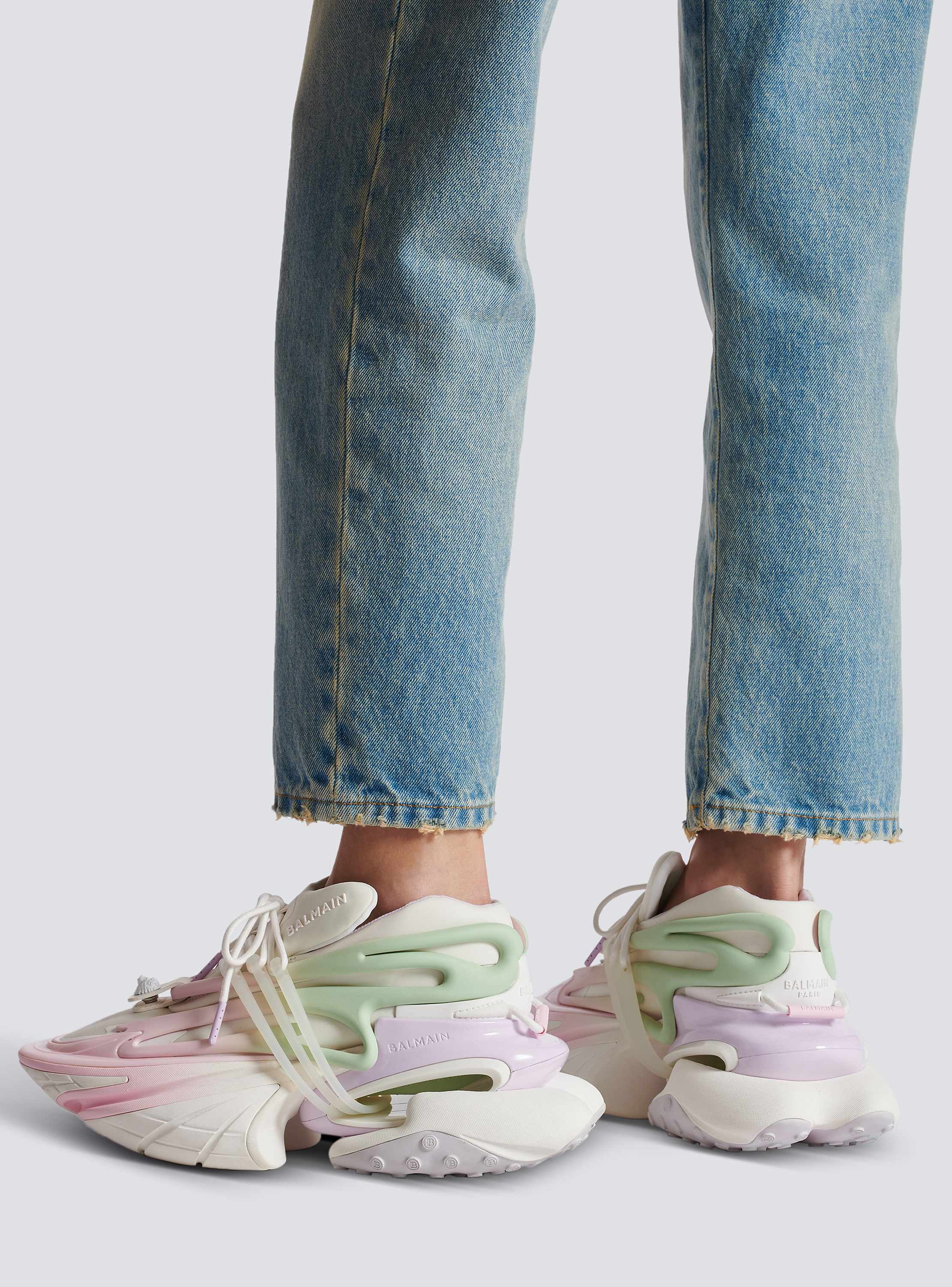 BALMAIN☆Unicorn ネオプレン レザー ロゴ スニーカー Unicorn ネオプレン＆カーフレザー ローカットスニーカー