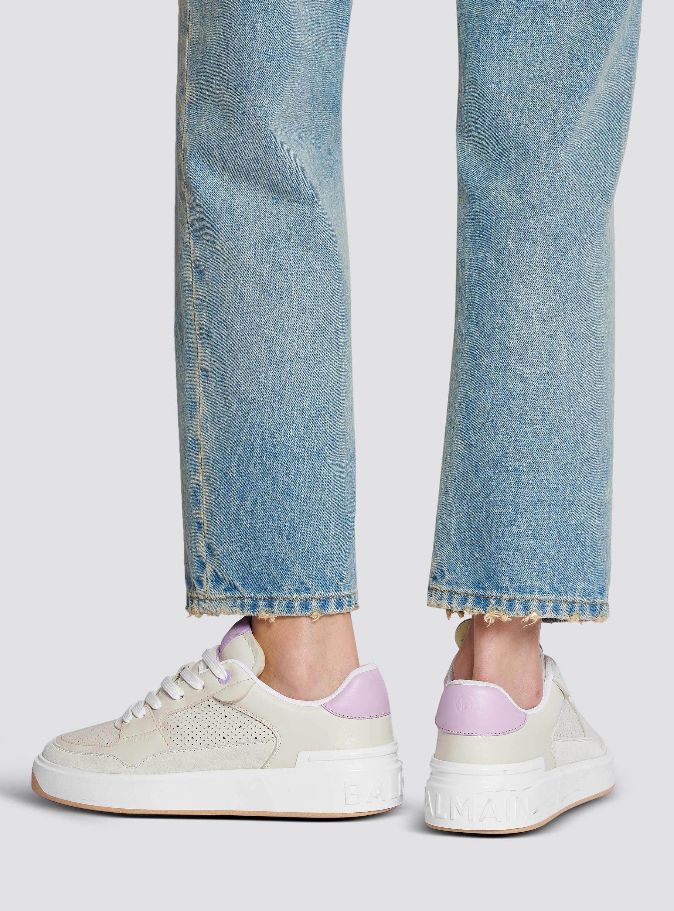 B-Court Flip leather sneakers beige - Women | BALMAIN