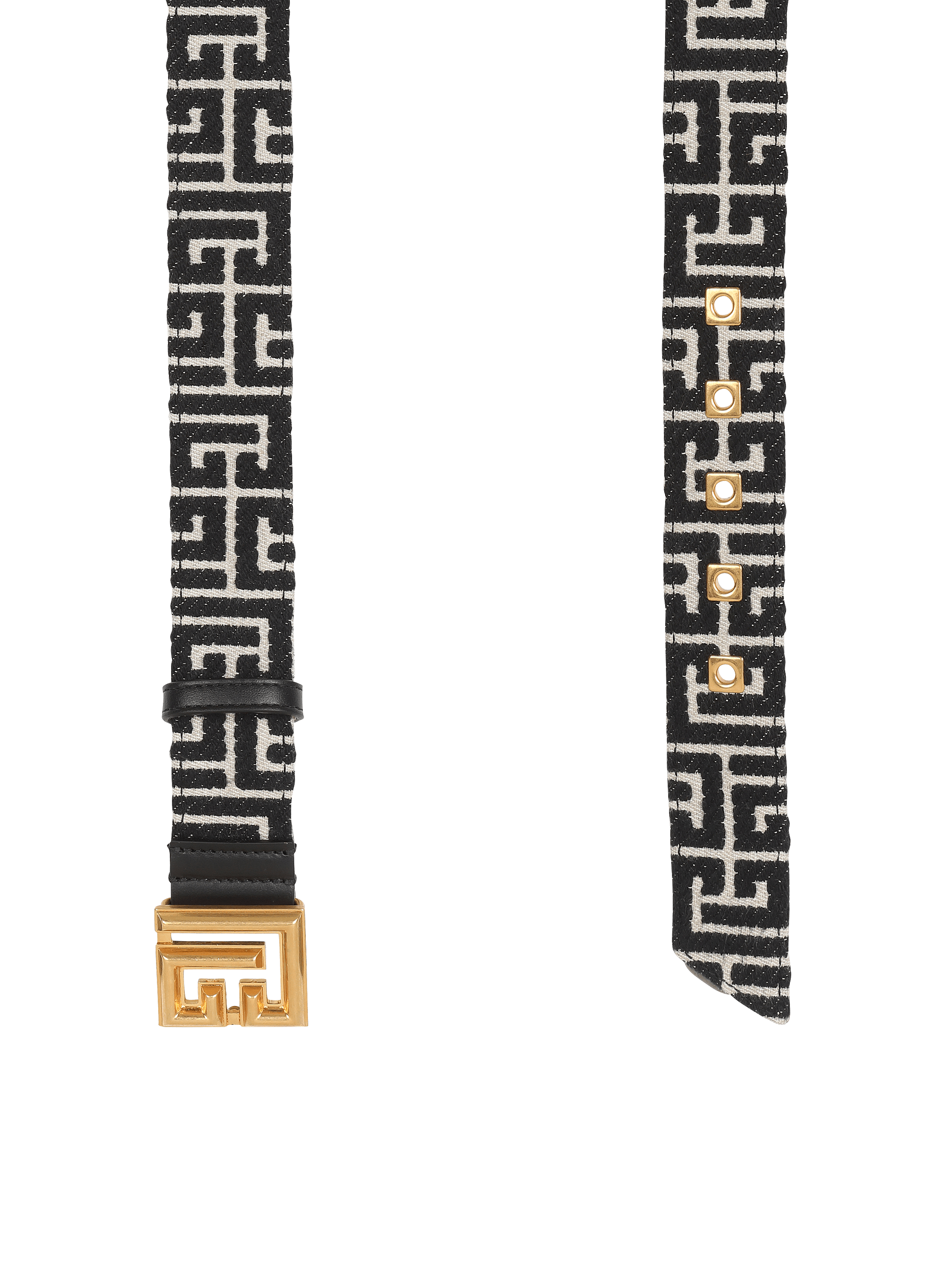 PB Belt in monogrammed jacquard black - Women | BALMAIN