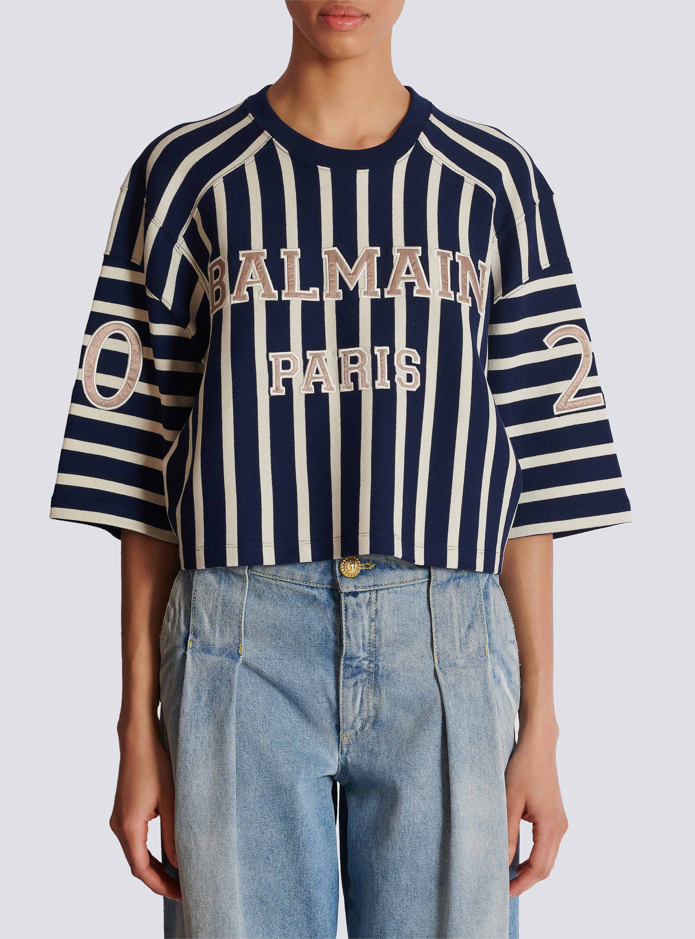 Striped Balmain Baseball T-shirt - Women | BALMAIN