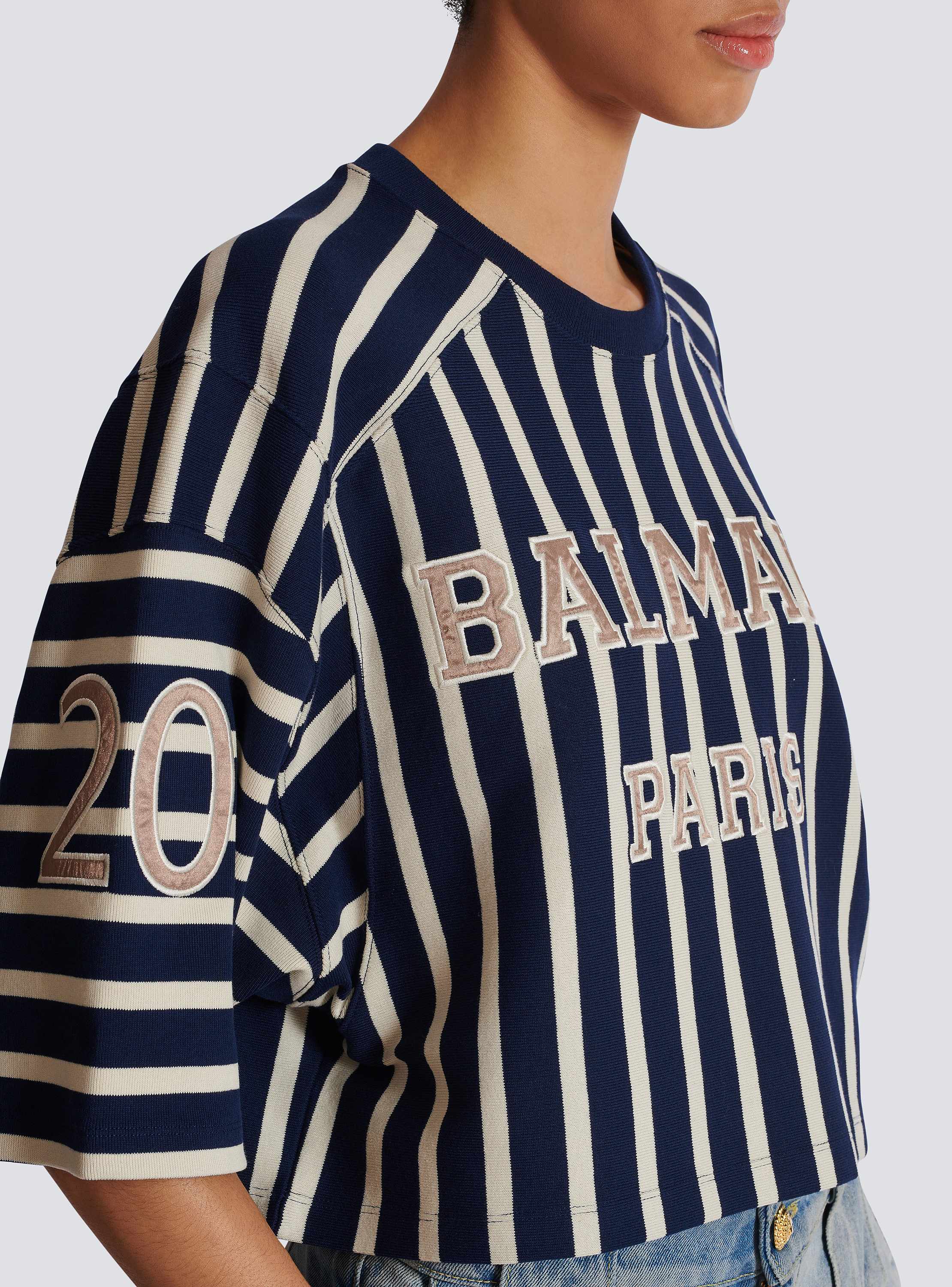 Tシャツ・カットソー BALMAIN STRIPED BASEBALL T-SHIRT Striped Balmain Baseball T-shirt - Women | BALMAIN