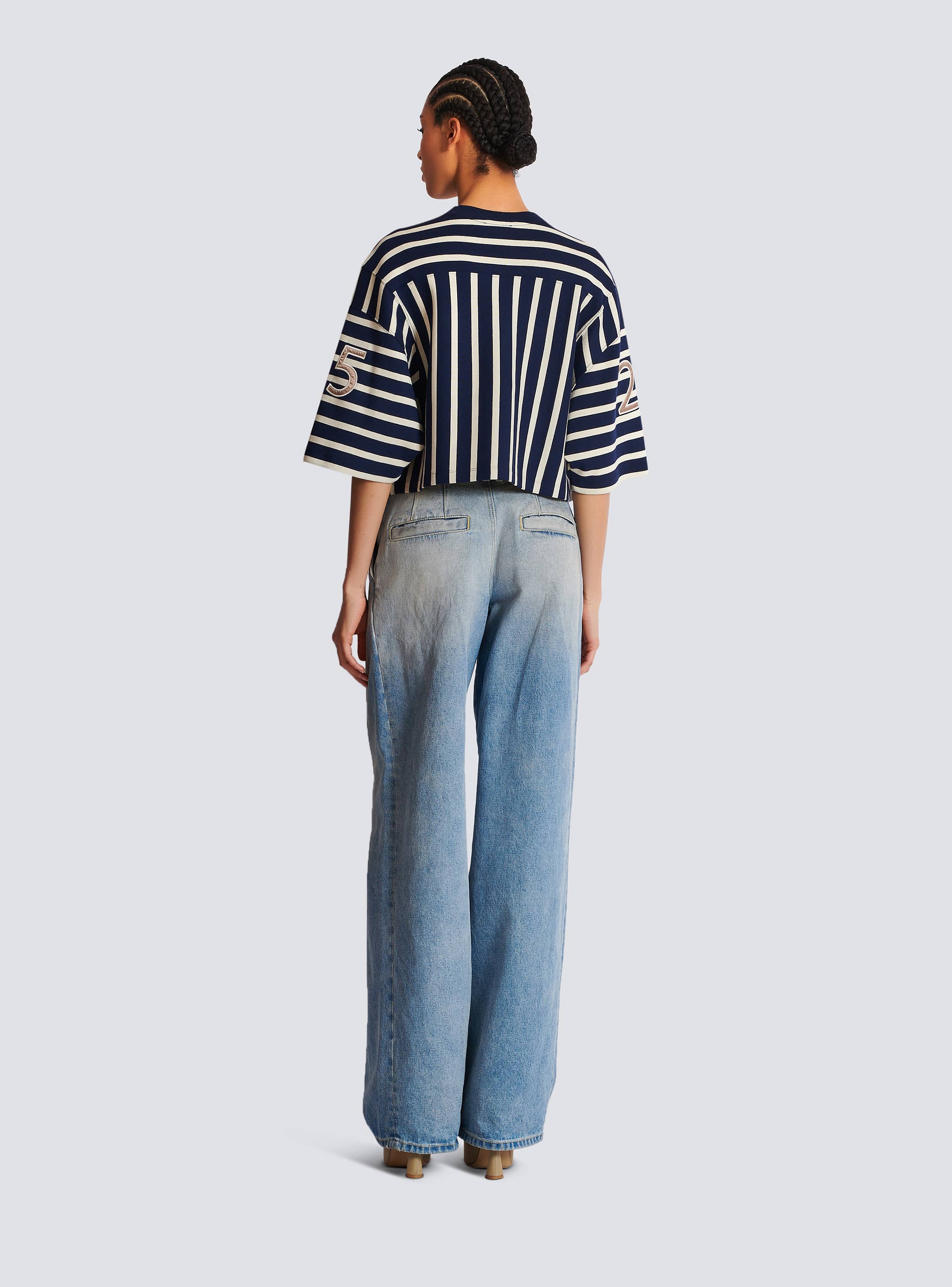 Striped Balmain Baseball T-shirt - Women | BALMAIN
