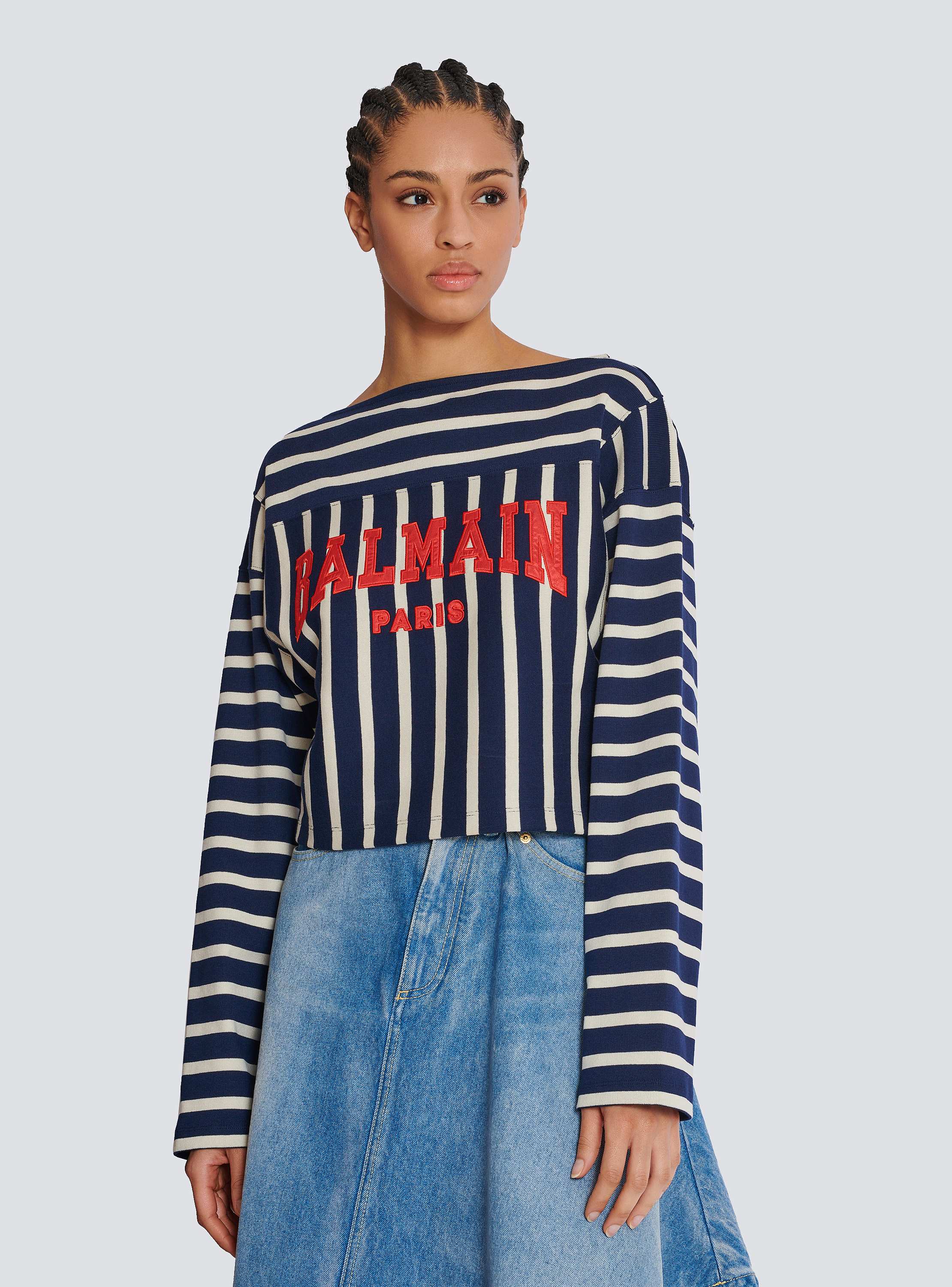 Striped Balmain Baseball top - Women | BALMAIN