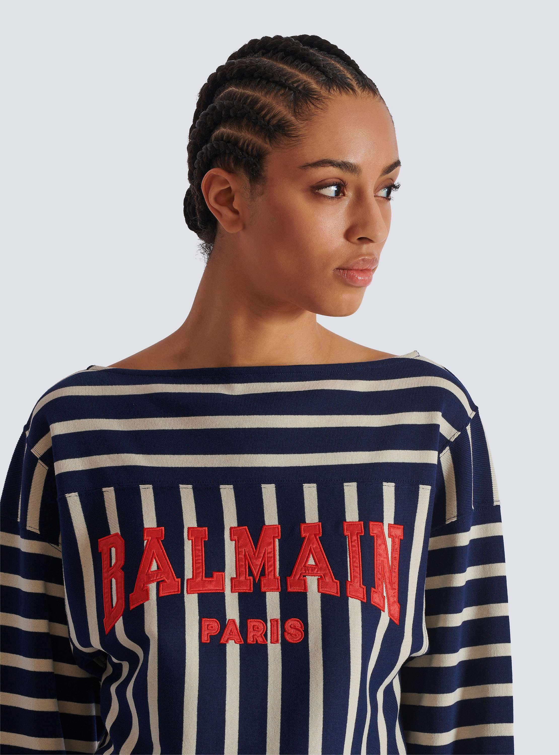 Striped Balmain Baseball top navy - Women | BALMAIN