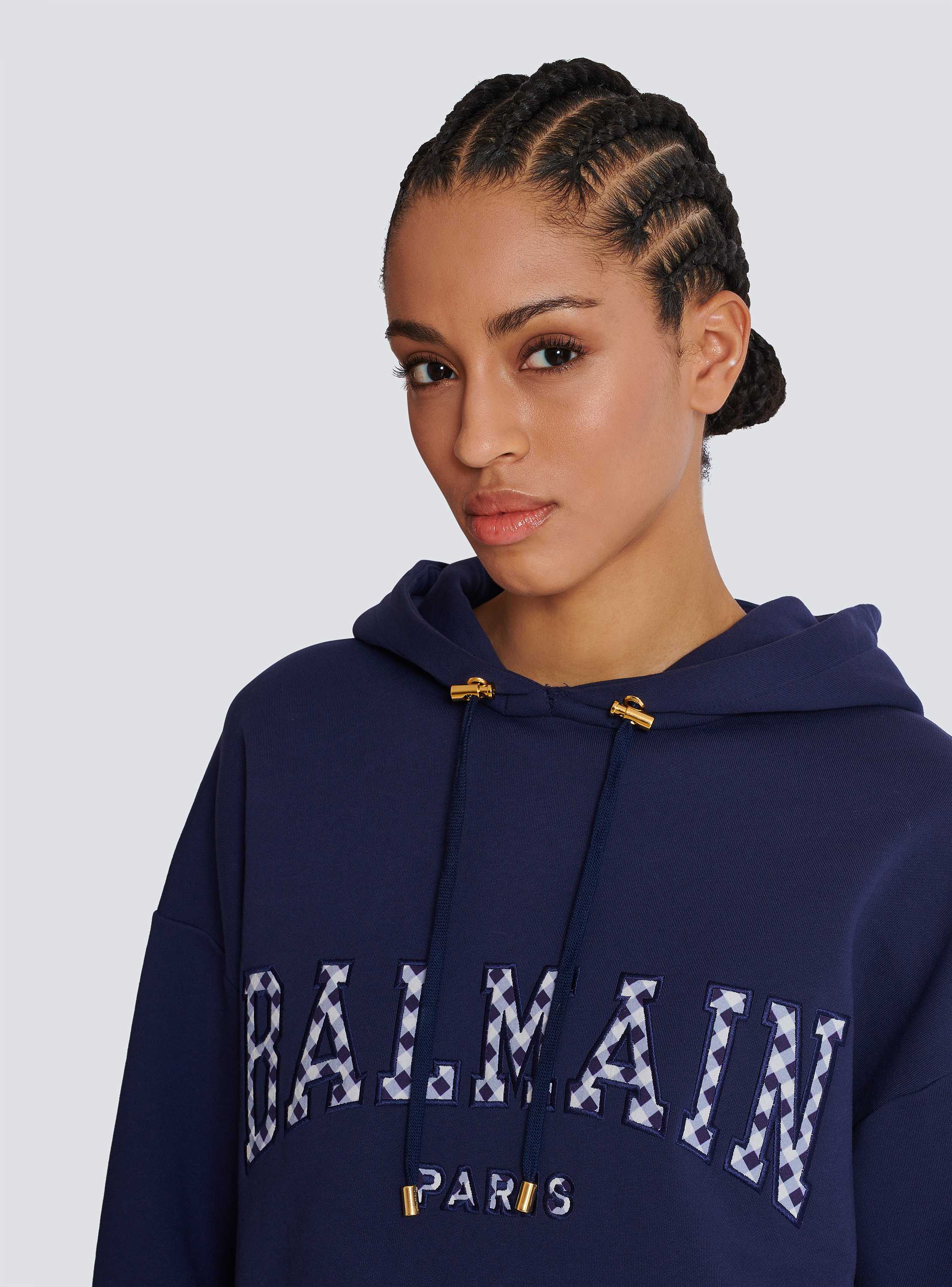 Balmain Paris gingham hoodie - Women | BALMAIN