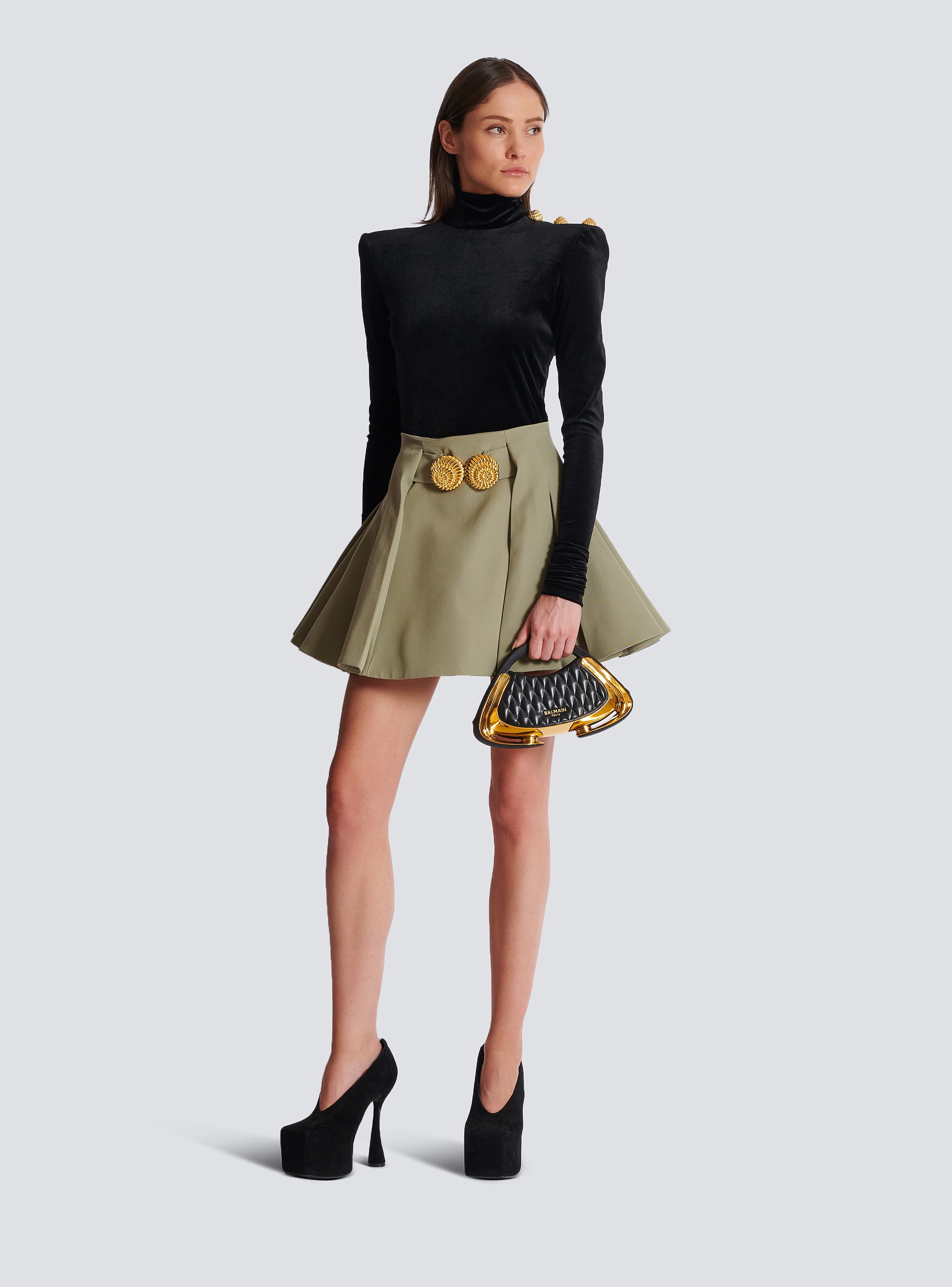 Short pleated skirt in grain de poudre - Women | BALMAIN
