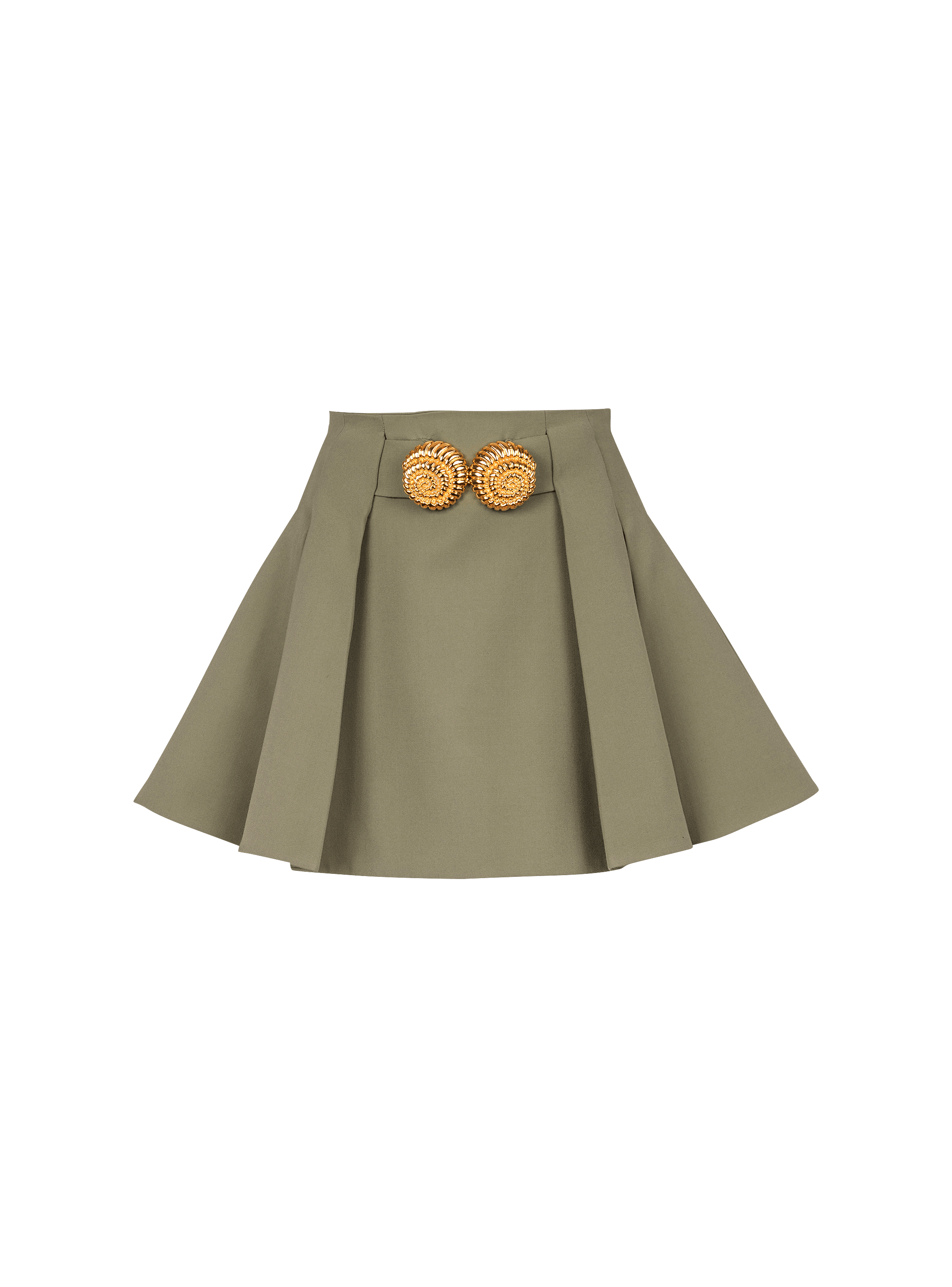 Short pleated skirt in grain de poudre