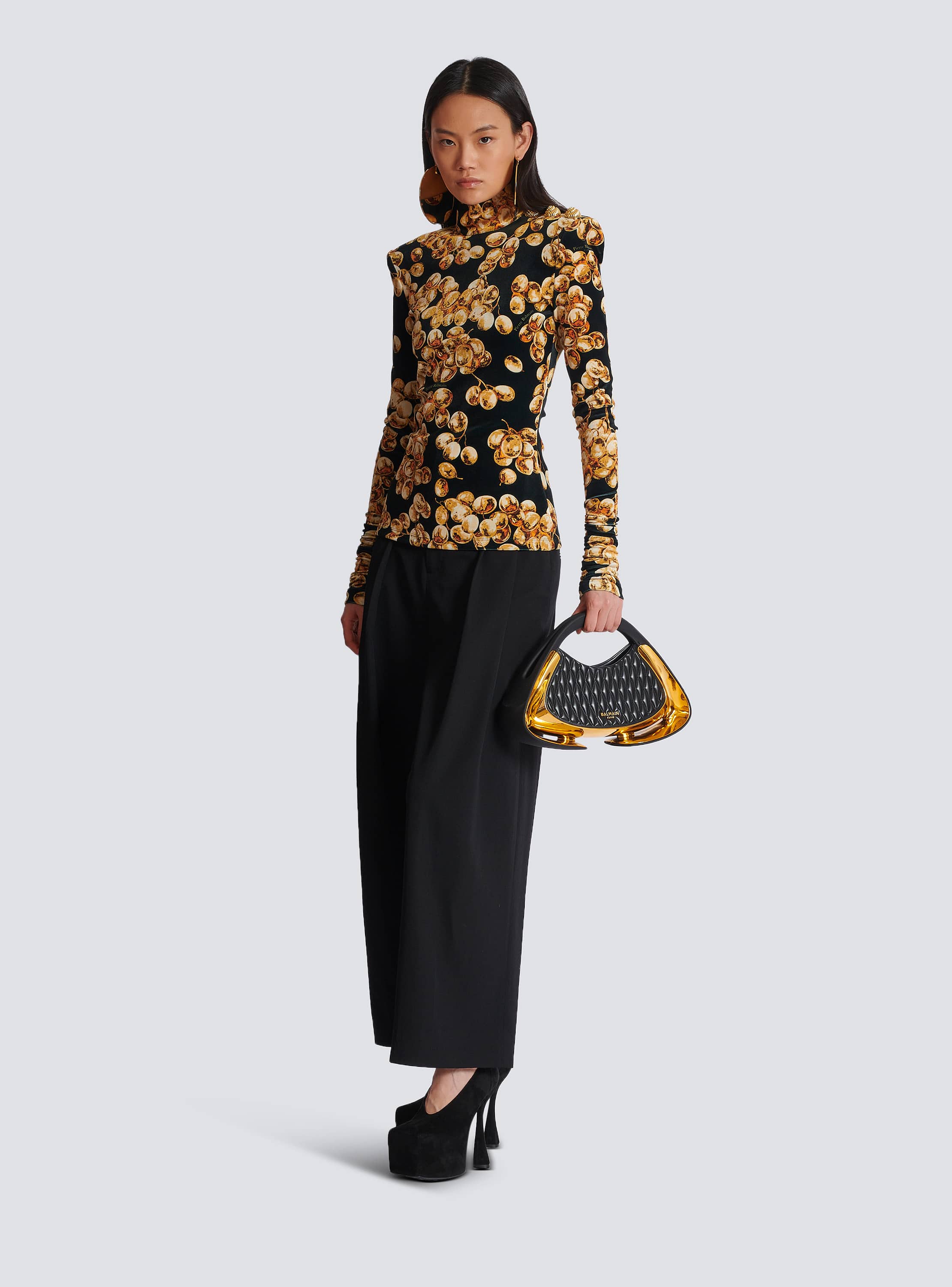 パンツ BALMAIN FW24 Grain de poudre pants (DF0PQ310WC09 0PA) Pleated grain de poudre trousers - Women | BALMAIN