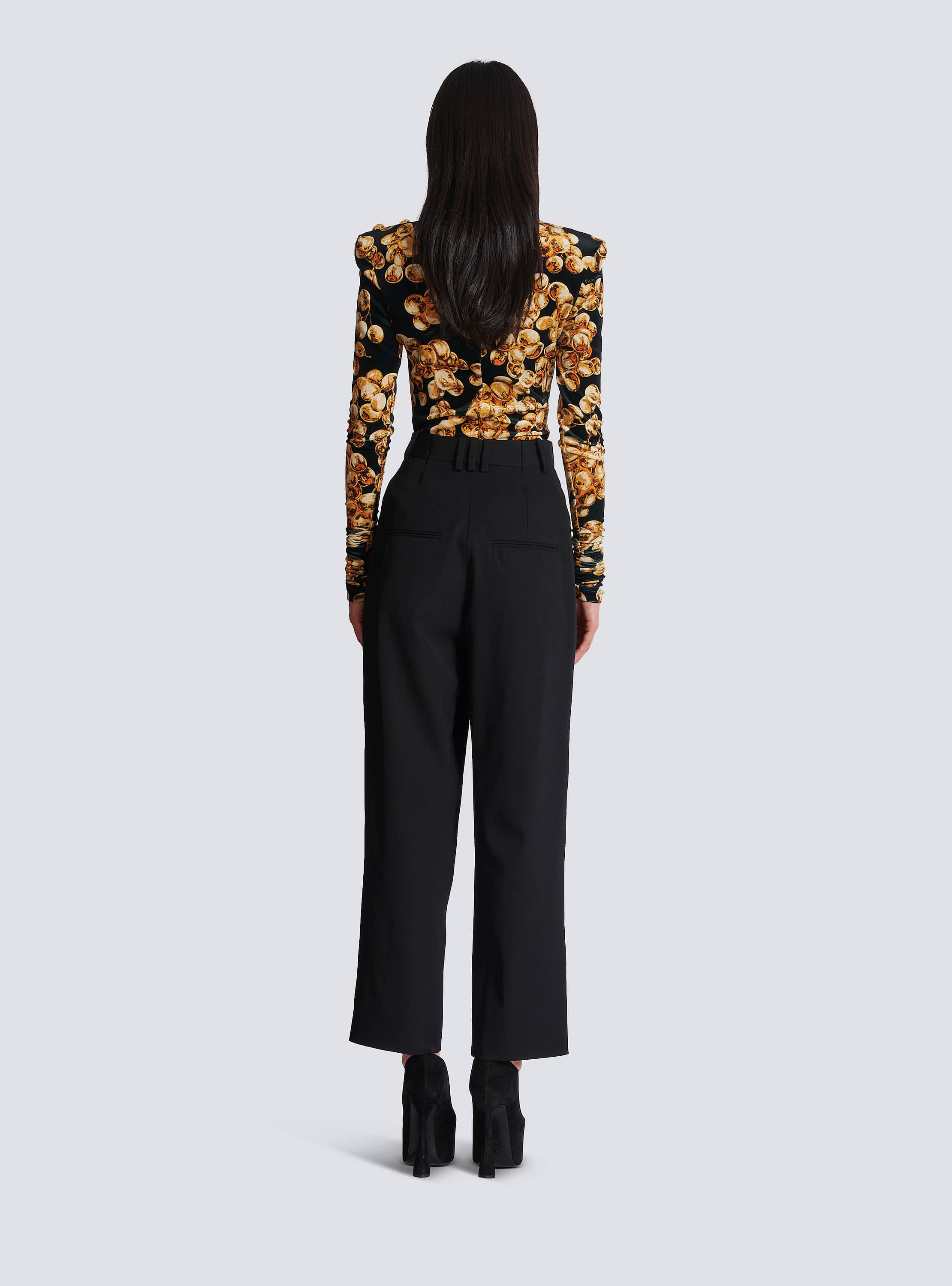 パンツ Balmain Grain De Poudre Pants Tailored grain de poudre trousers black black - Women | BALMAIN