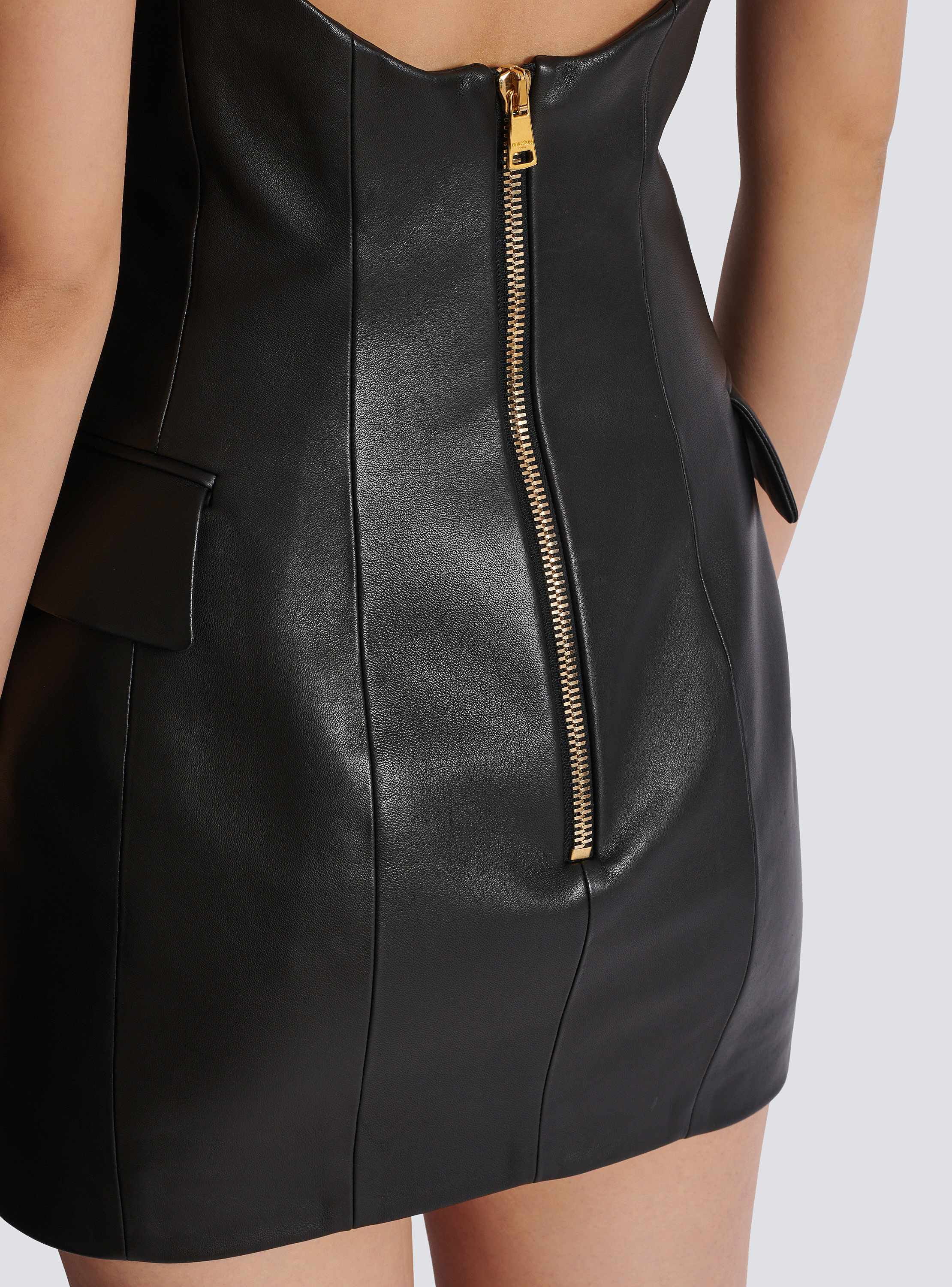 ワンピースその他 BALMAIN Women Dresses EF1R2390KH99EAB Black Lambskin leather halterneck dress black - Women | BALMAIN