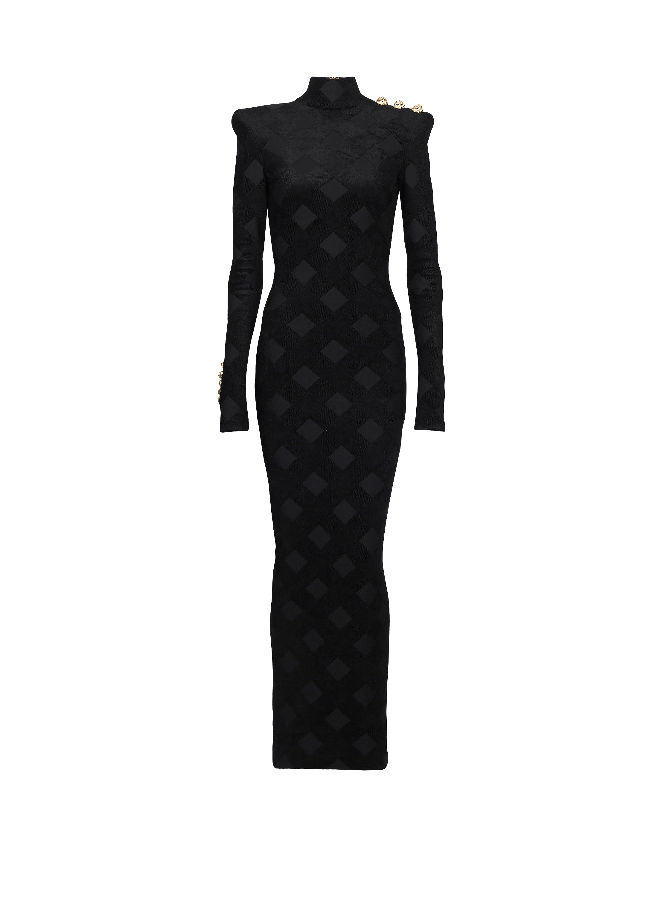 Langes Kleid aus kariertem Bouclé