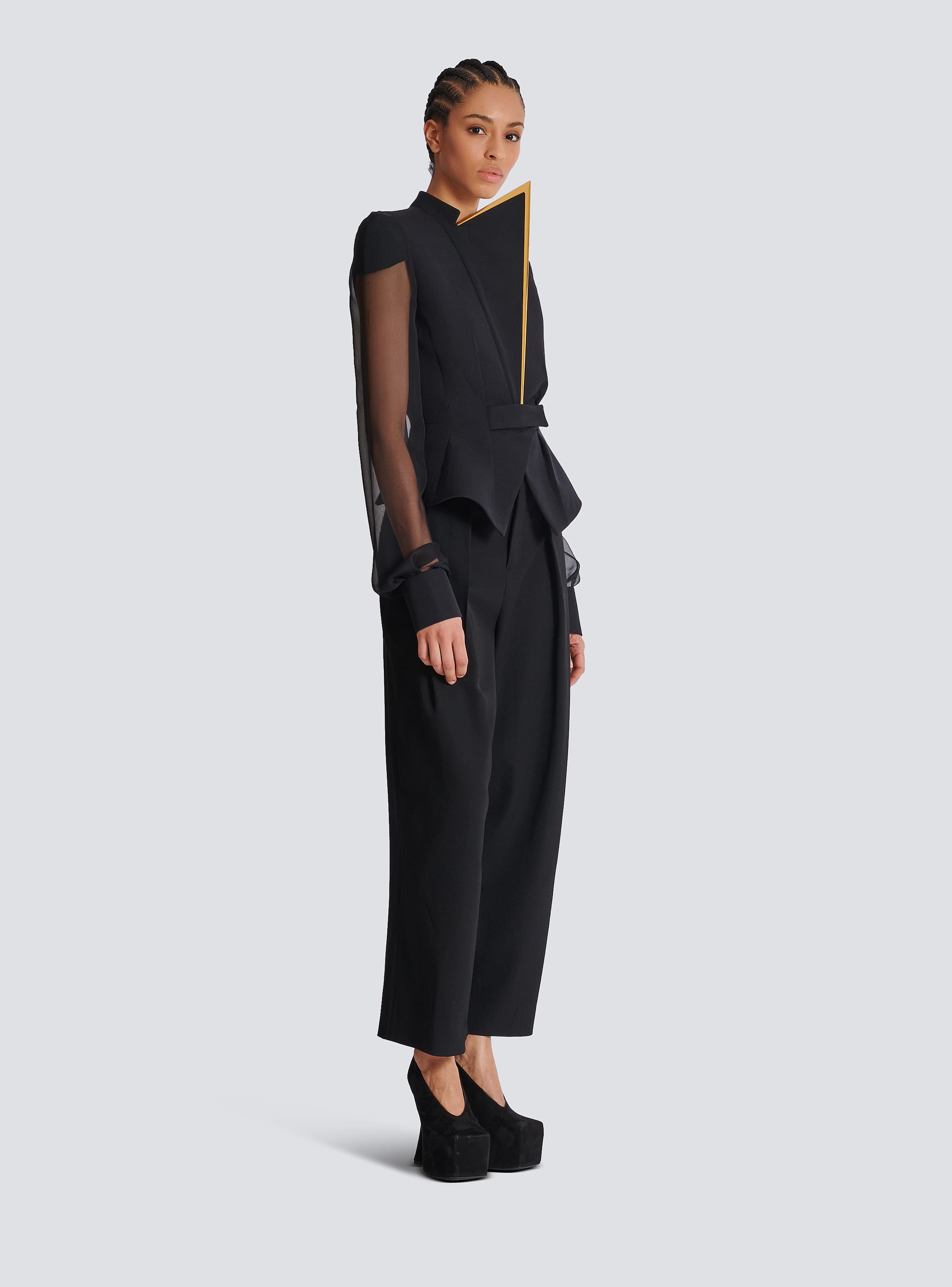 Grain de poudre and chiffon jacket